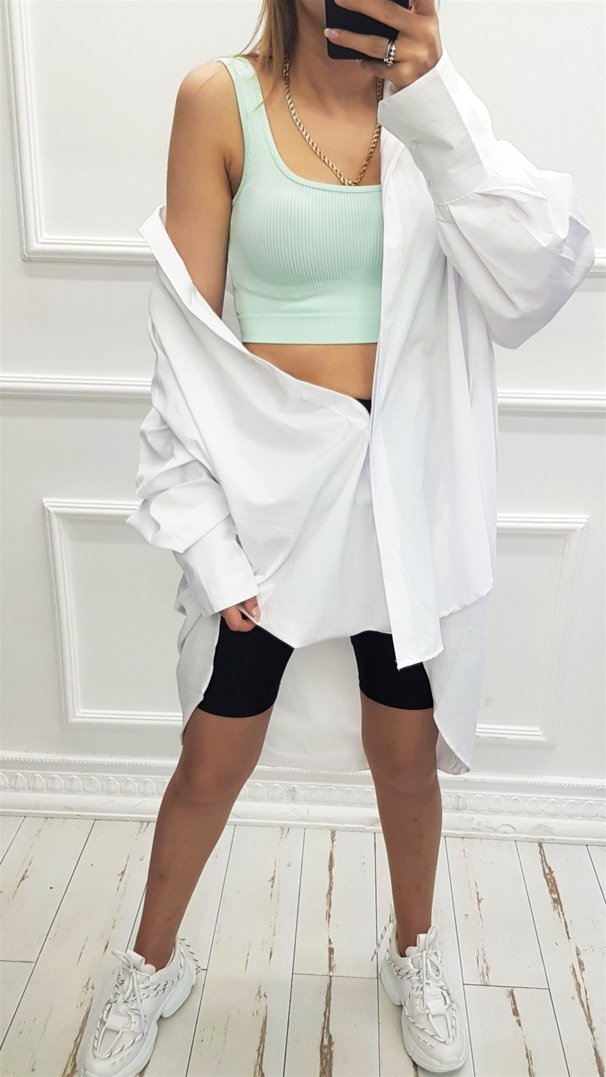 Oversize Beyaz Poplin Gömlek