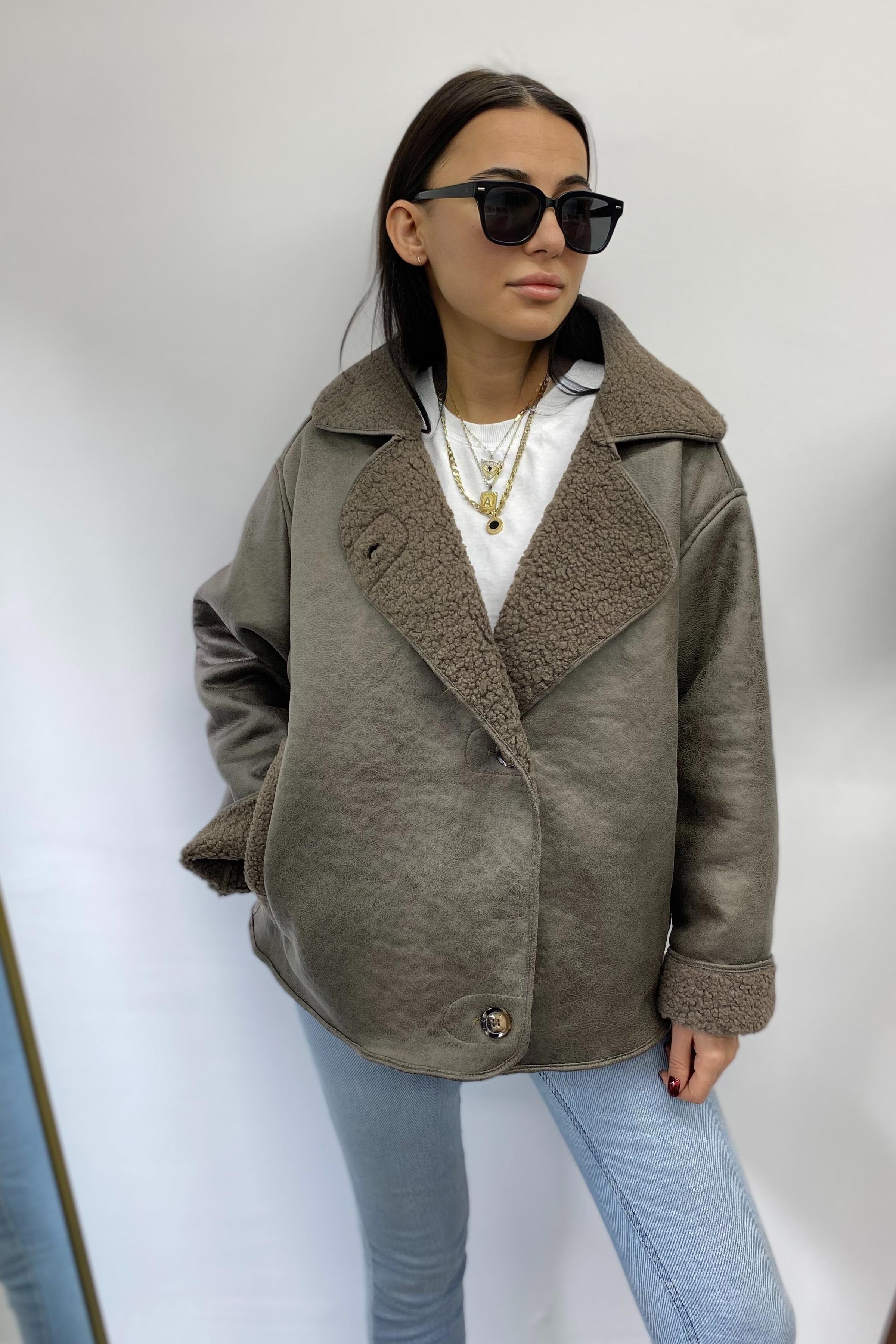 Oversize Kahverengi İçi Kürklü Nubuk CeketMONT/CEKET