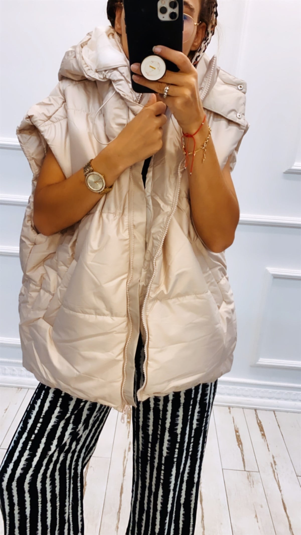 Oversize Kapüşonlu Şişme Yelek
