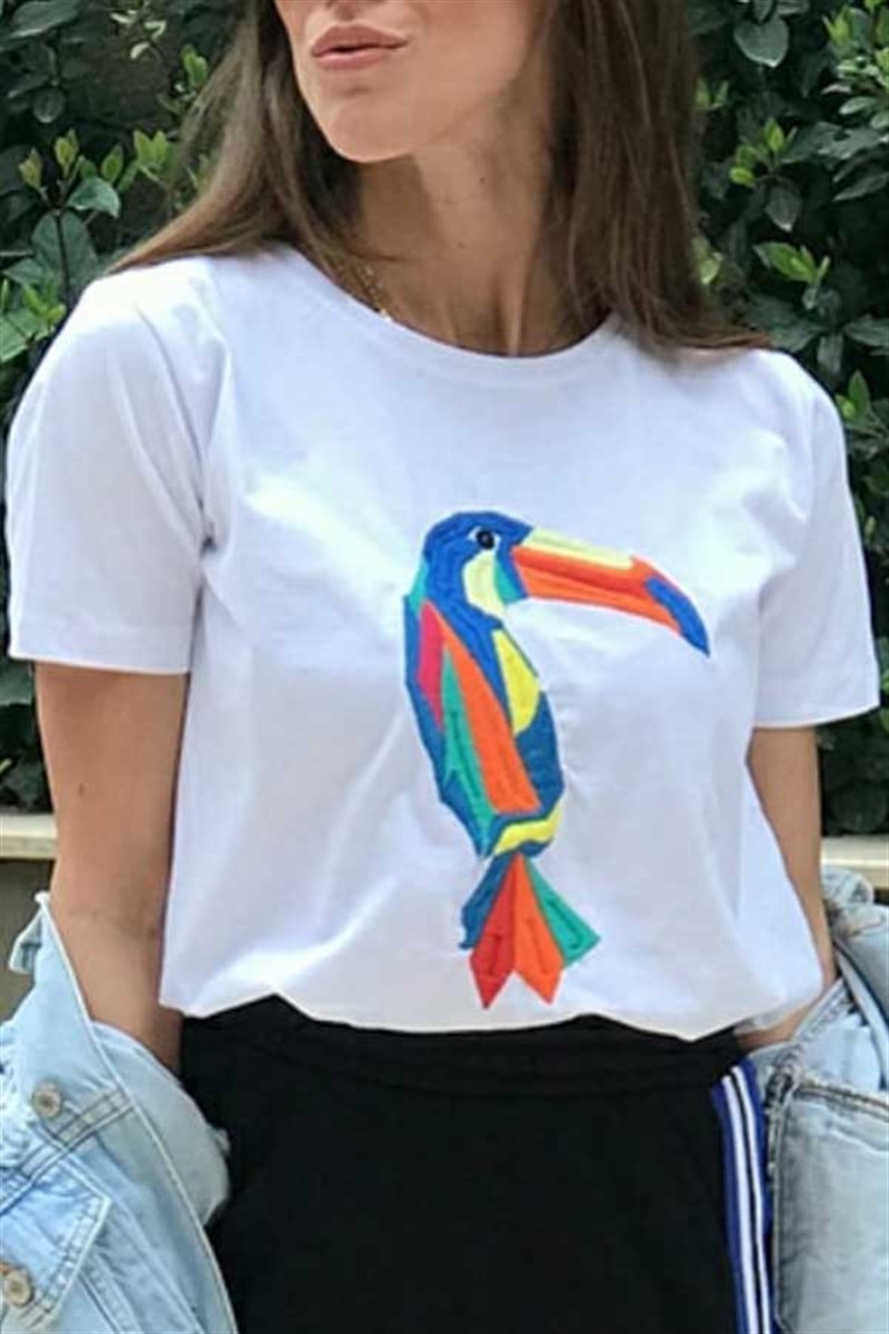 Papağan Nakışlı Tshirt