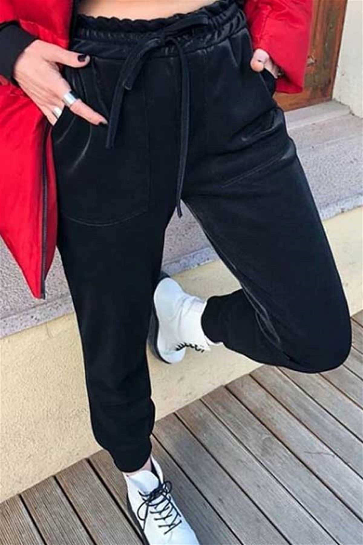Parlak Kumaş Jogger Eşofman Altı