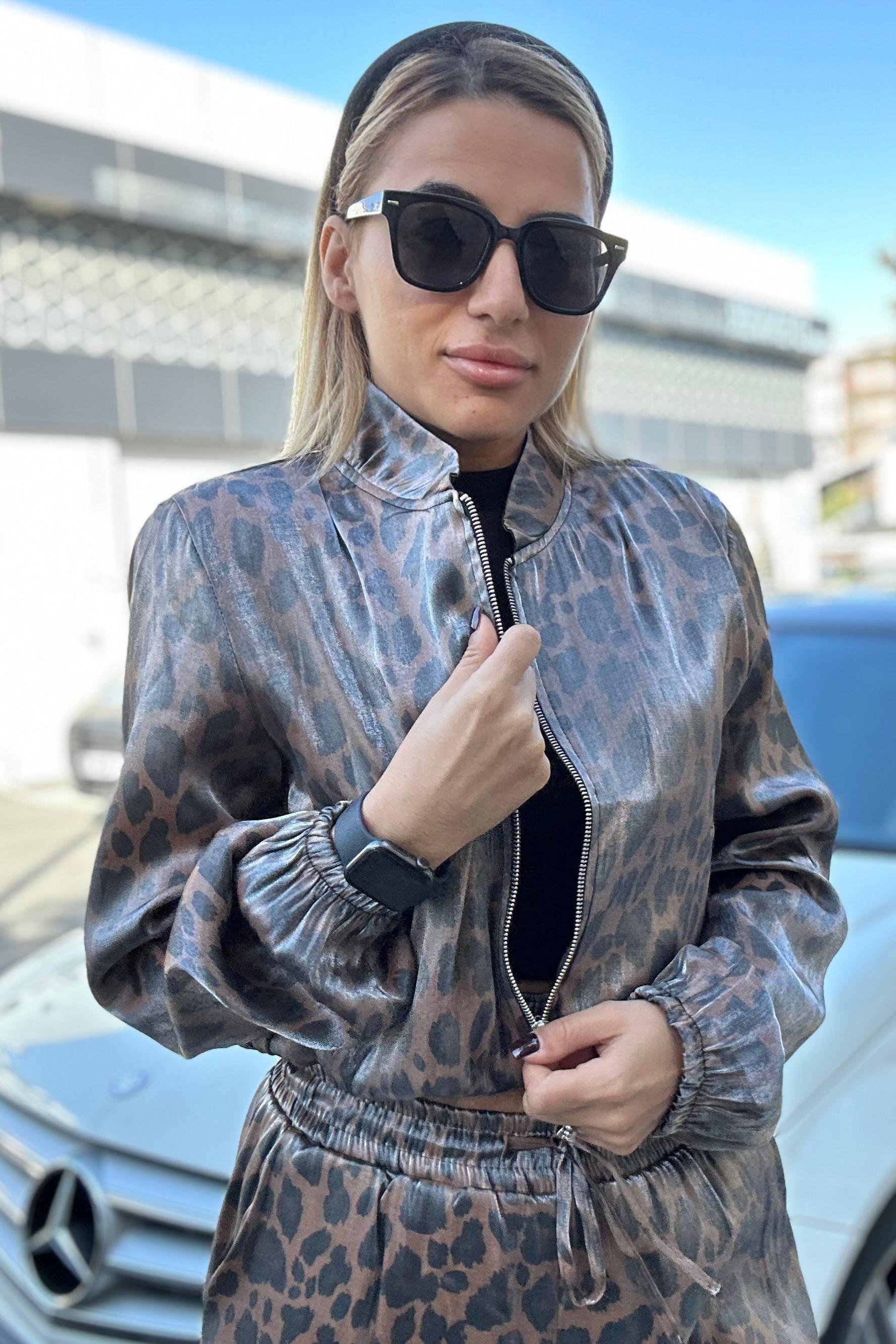 Parlak Leopar Bomber CeketMONT/CEKET