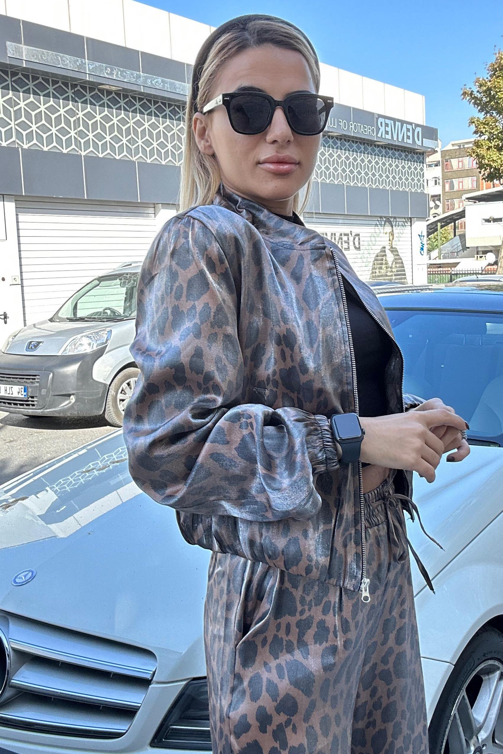 Parlak Leopar Bomber CeketMONT/CEKET