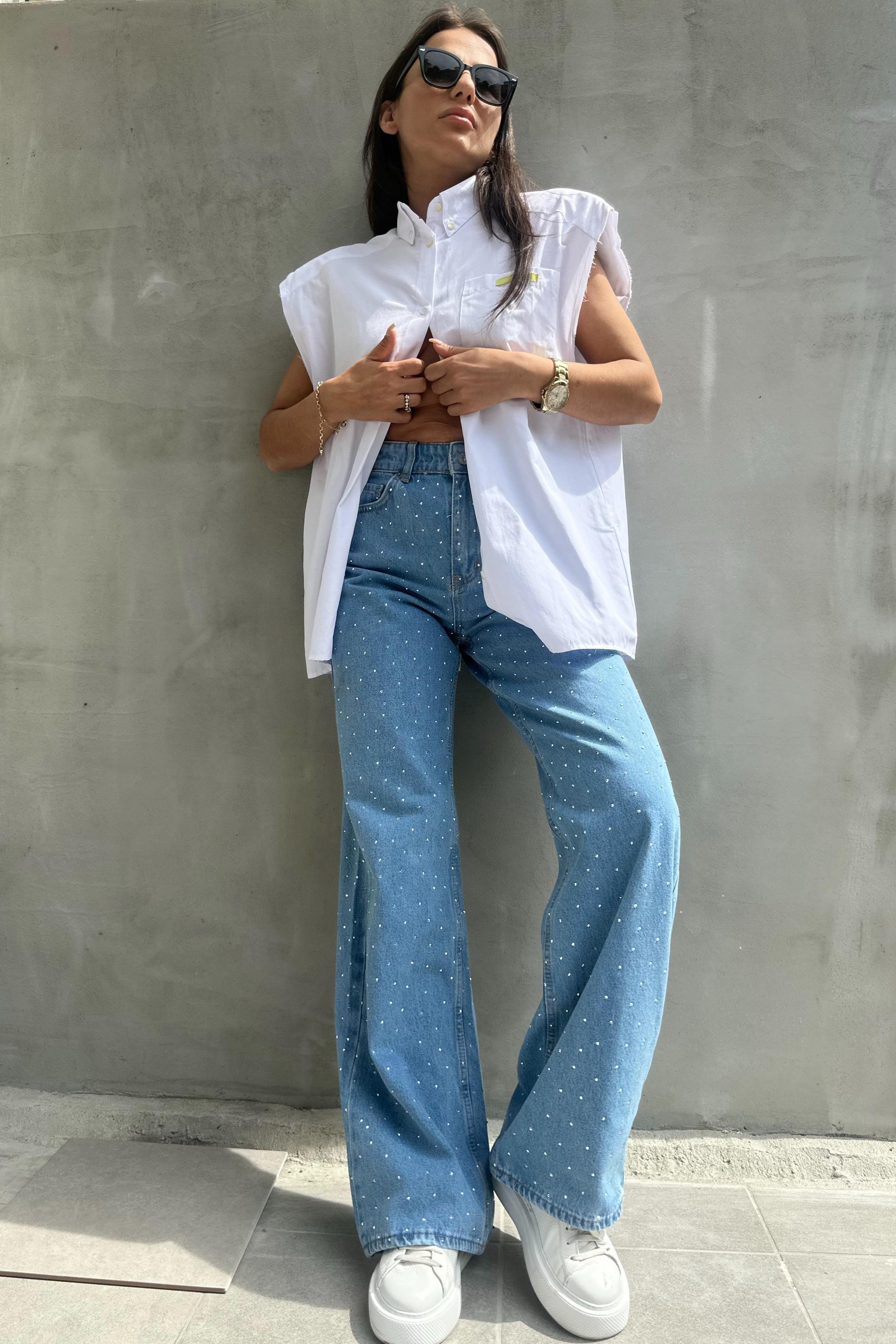 Parlak Taşlı JeanJEAN