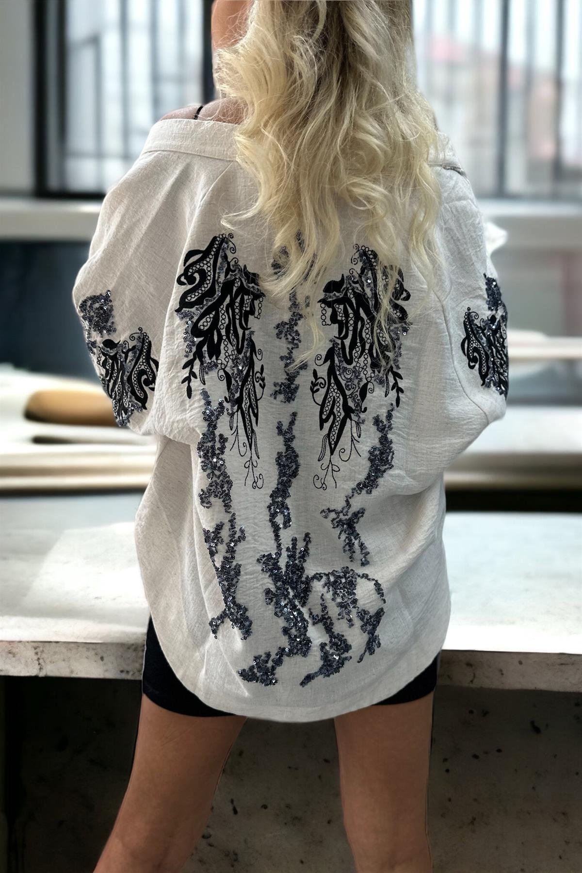 Payetli Keten KimonoMONT/CEKET