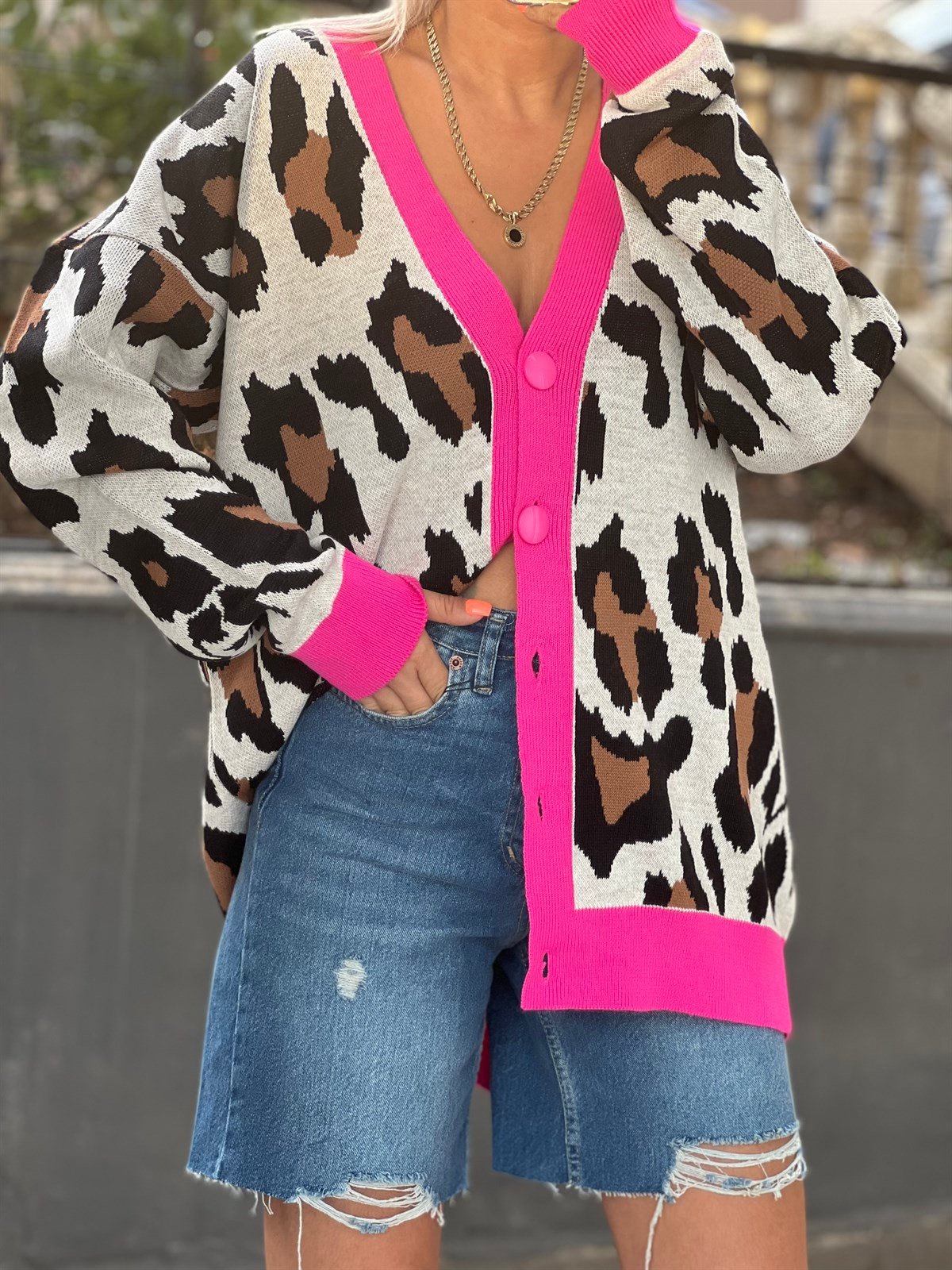 Pembe Biyeli Leopar HırkaHIRKA