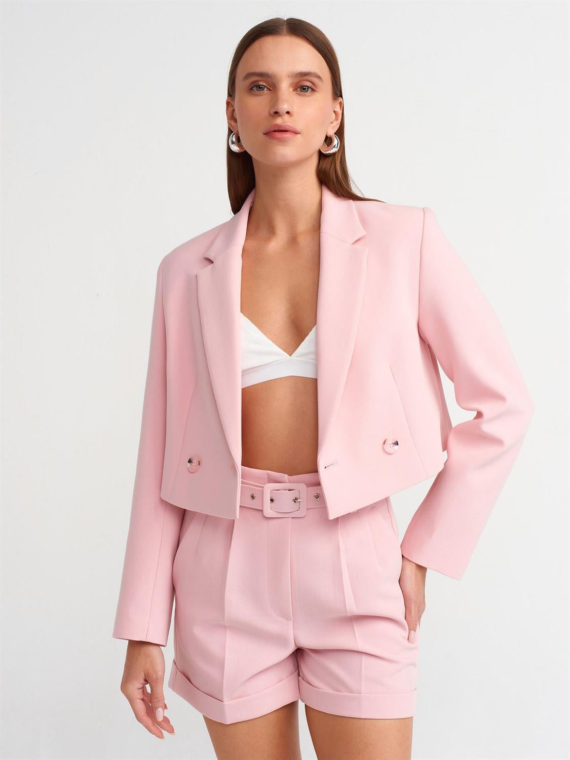 Pembe Crop Blazer CeketÇOK SATANLAR