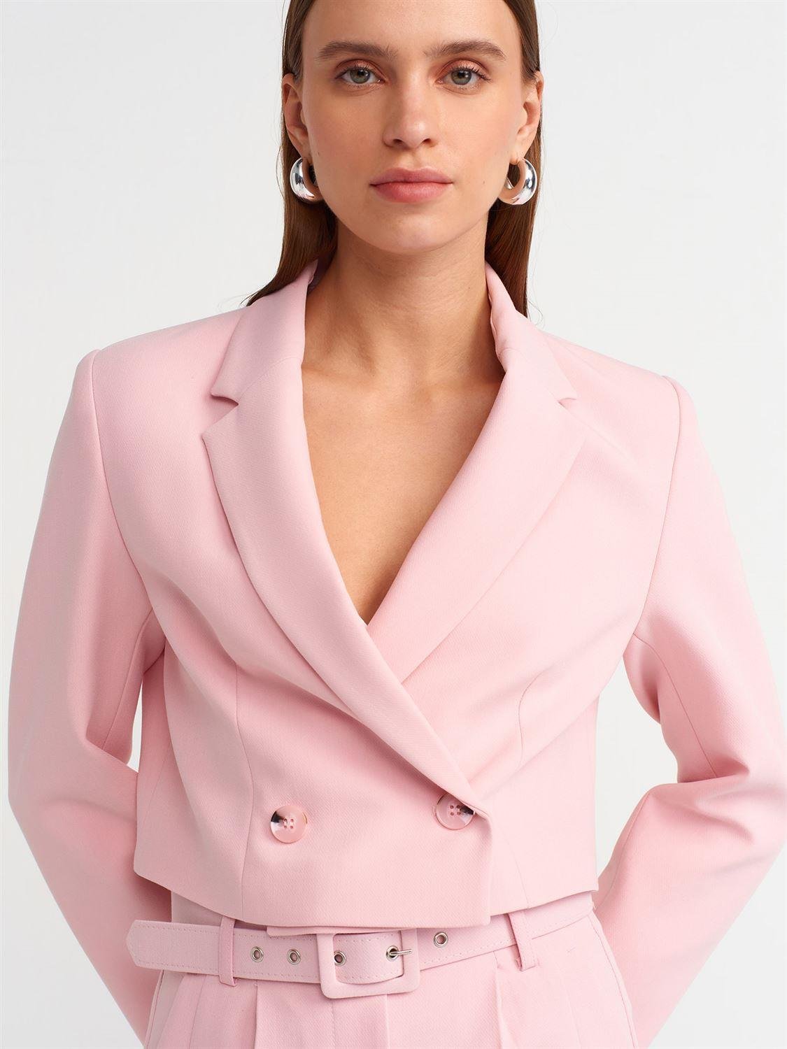 Pembe Crop Blazer CeketÇOK SATANLAR