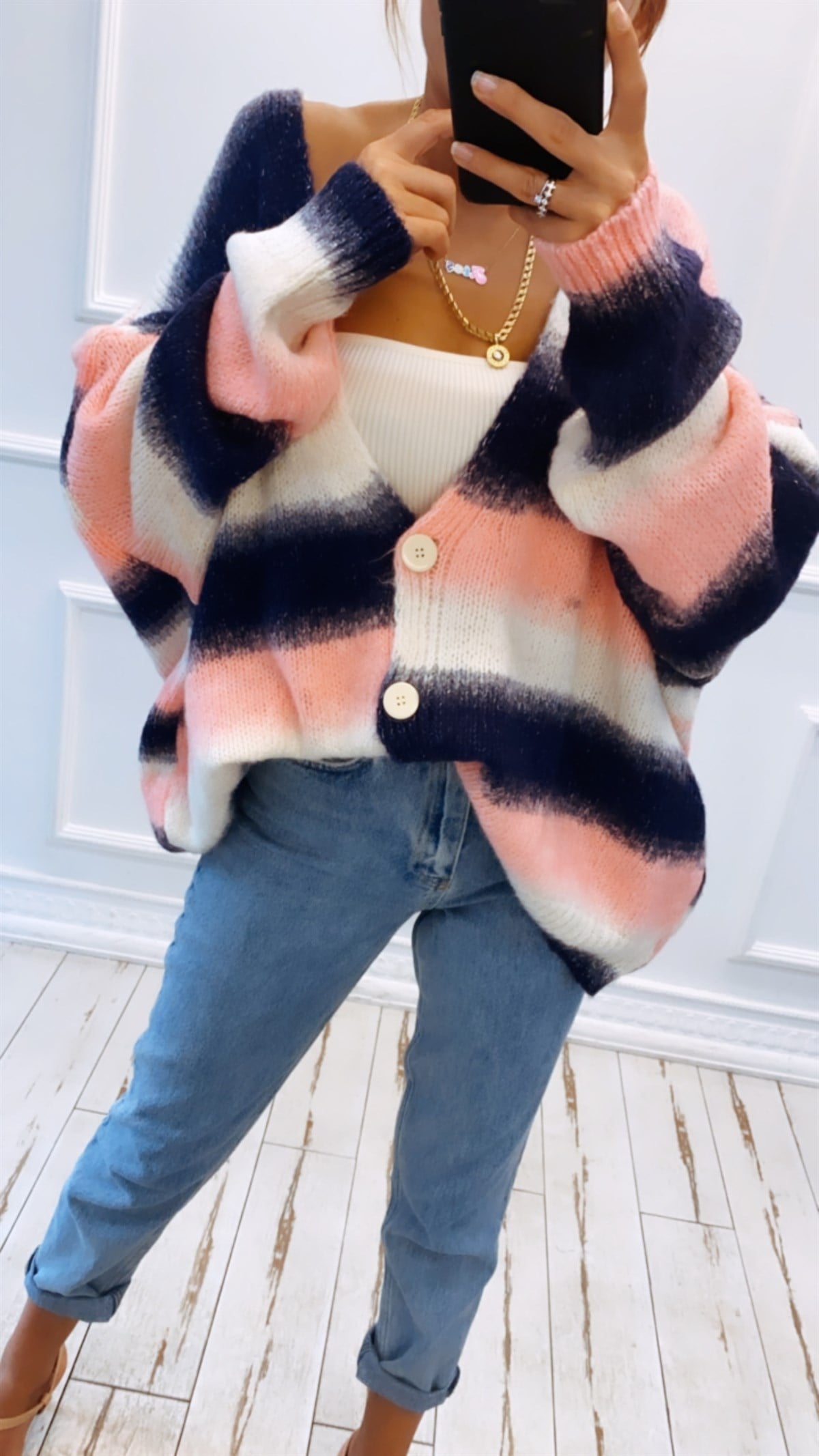 Pembe Degradeli Hırka