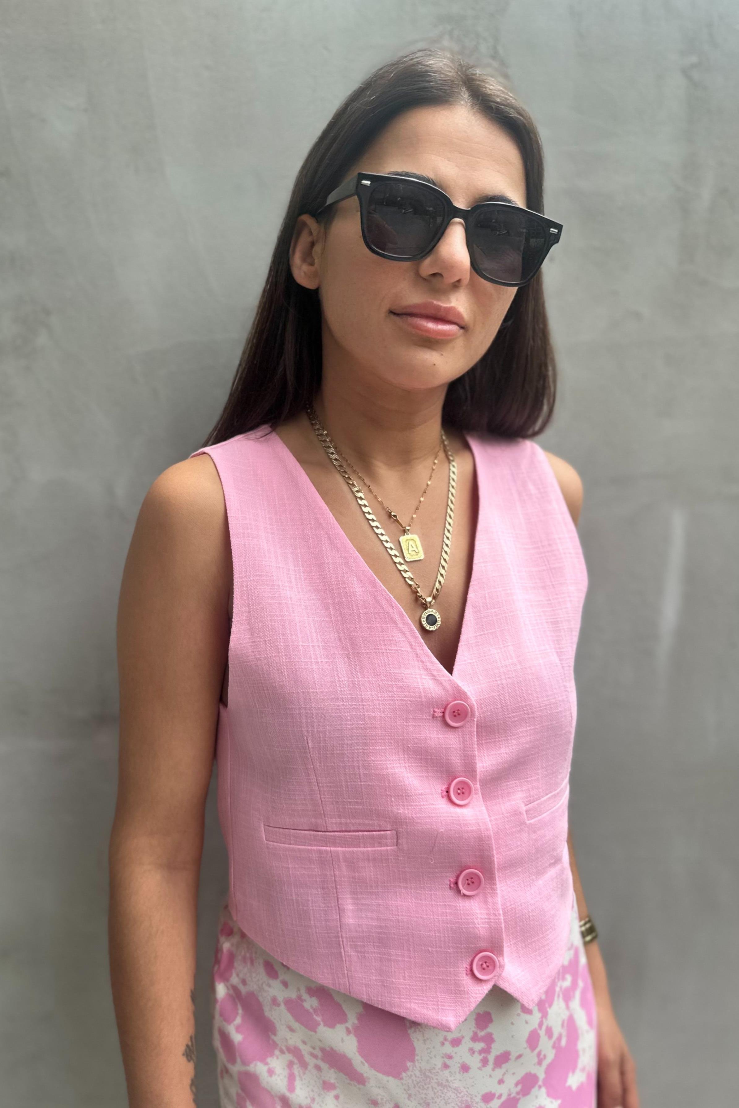 Pembe Keten  Blazer YelekMONT/CEKET