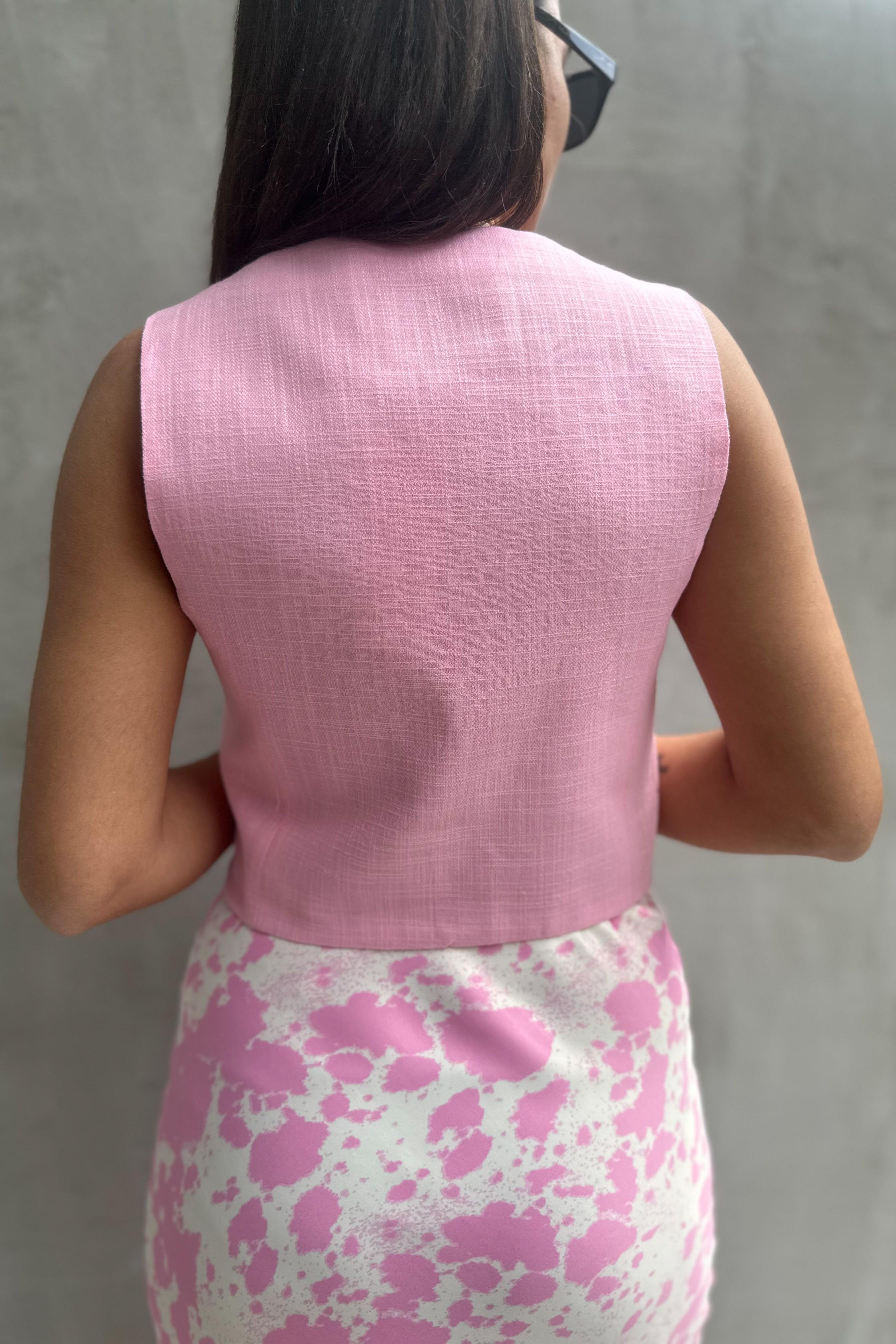 Pembe Keten  Blazer YelekMONT/CEKET