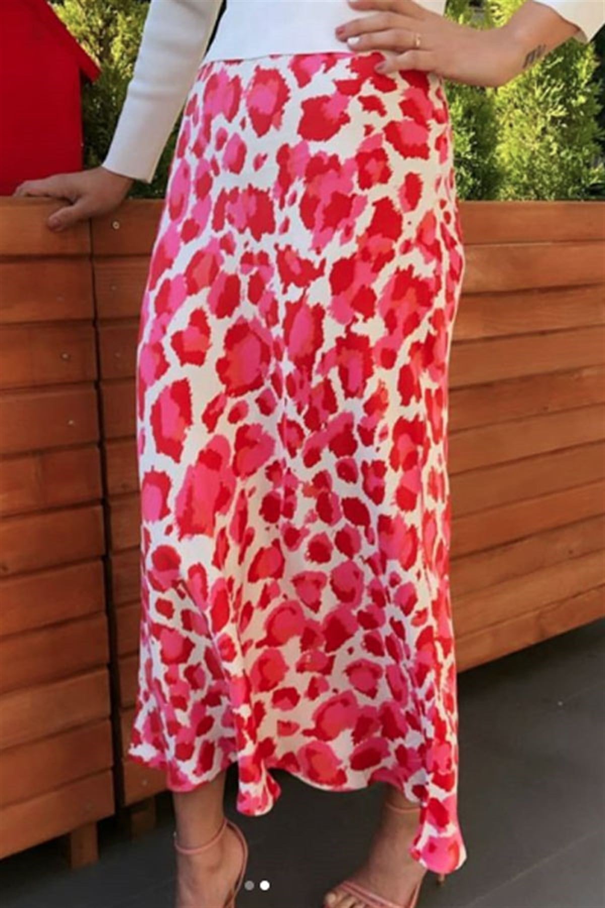Pembe Leopar Desenli Etek