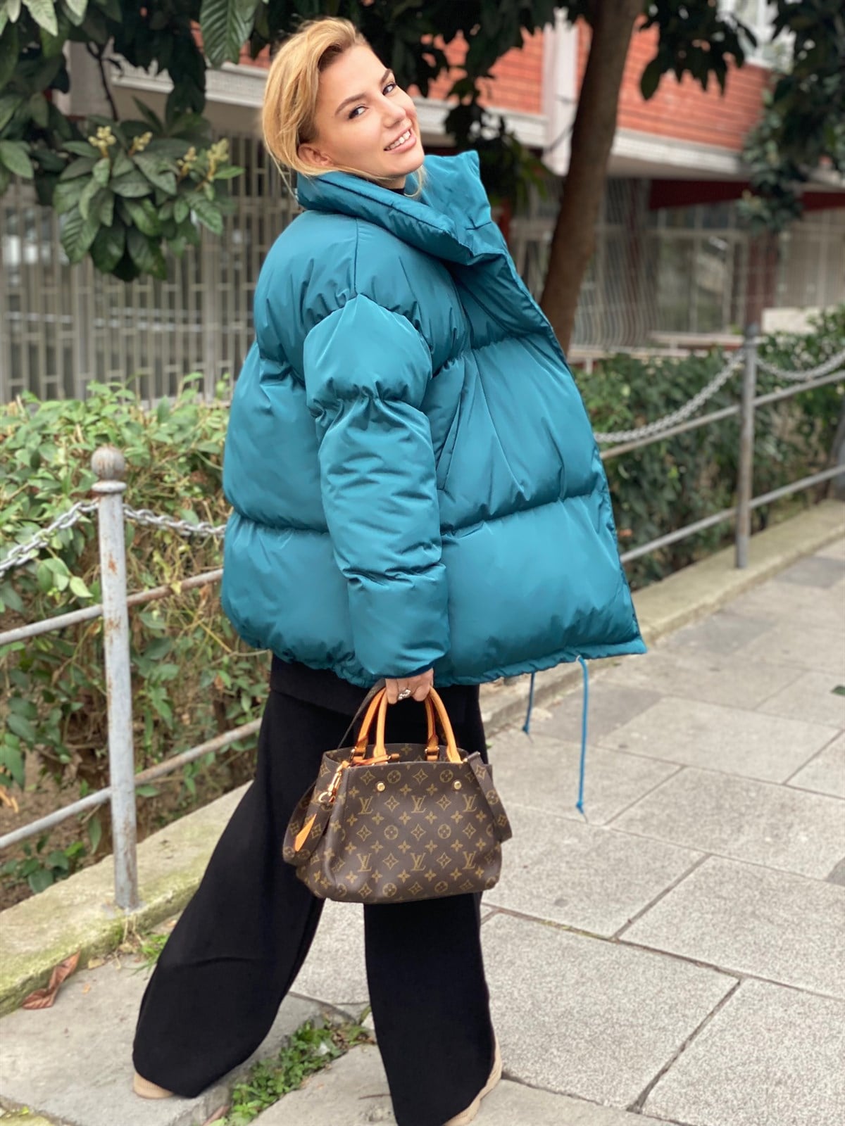 Petrol Yeşili Oversize Şişme MontMONT/CEKET