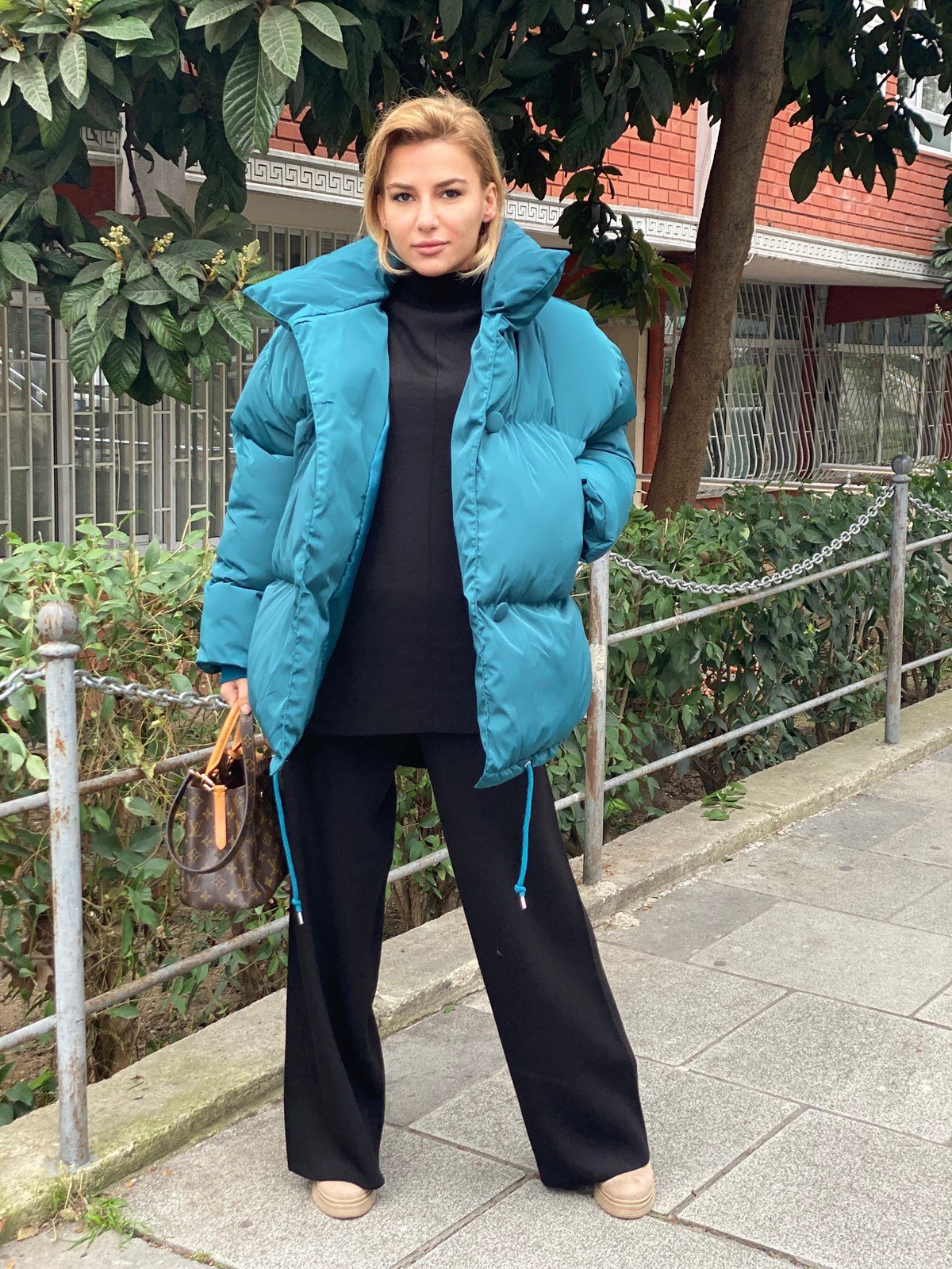 Petrol Yeşili Oversize Şişme MontMONT/CEKET