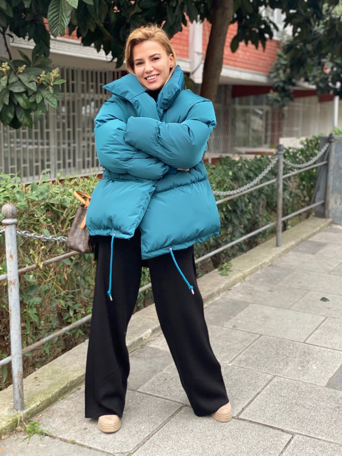 Petrol Yeşili Oversize Şişme MontMONT/CEKET