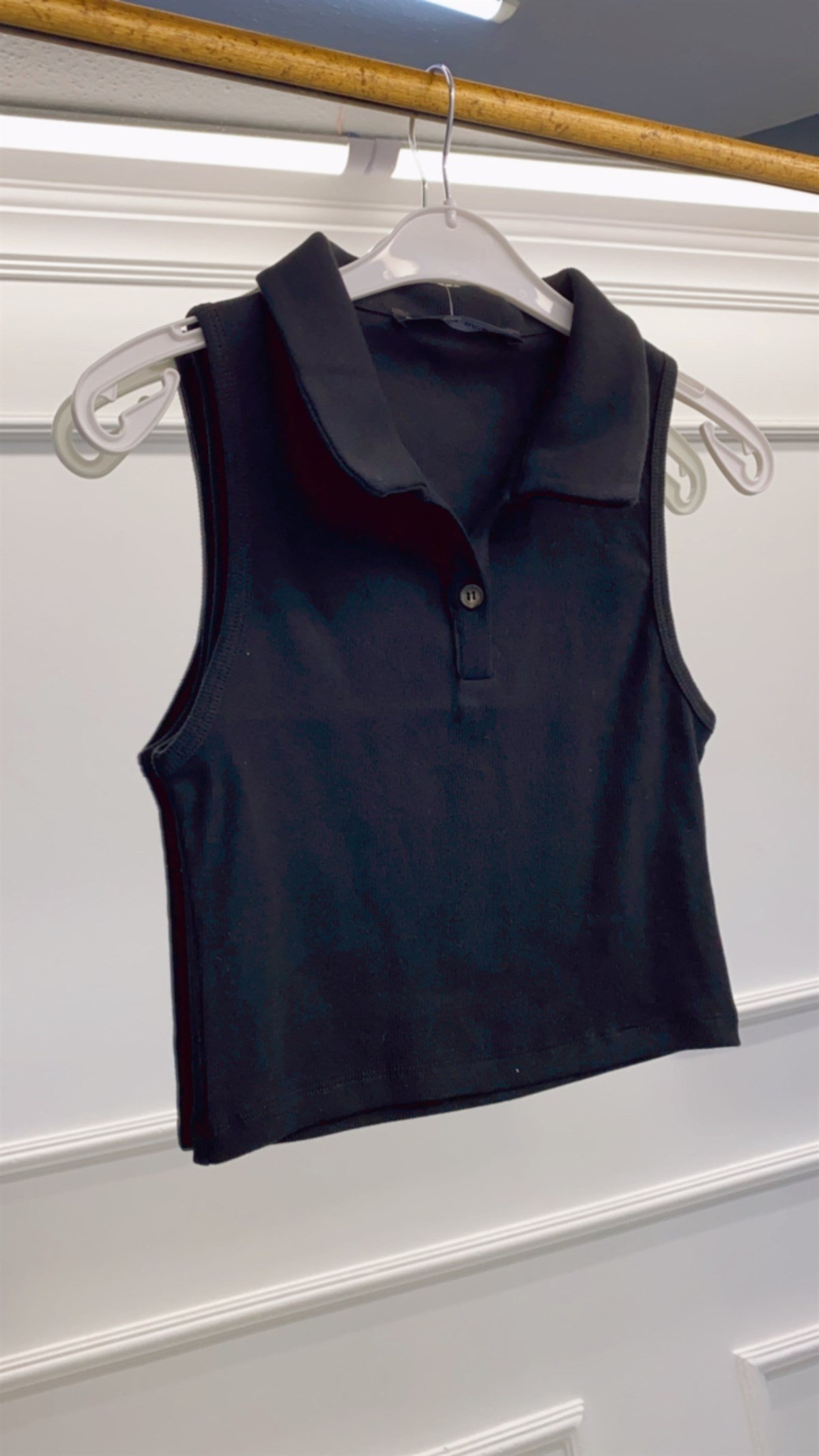 Polo Yaka Kolsuz Kaşkorse Crop Bluz
