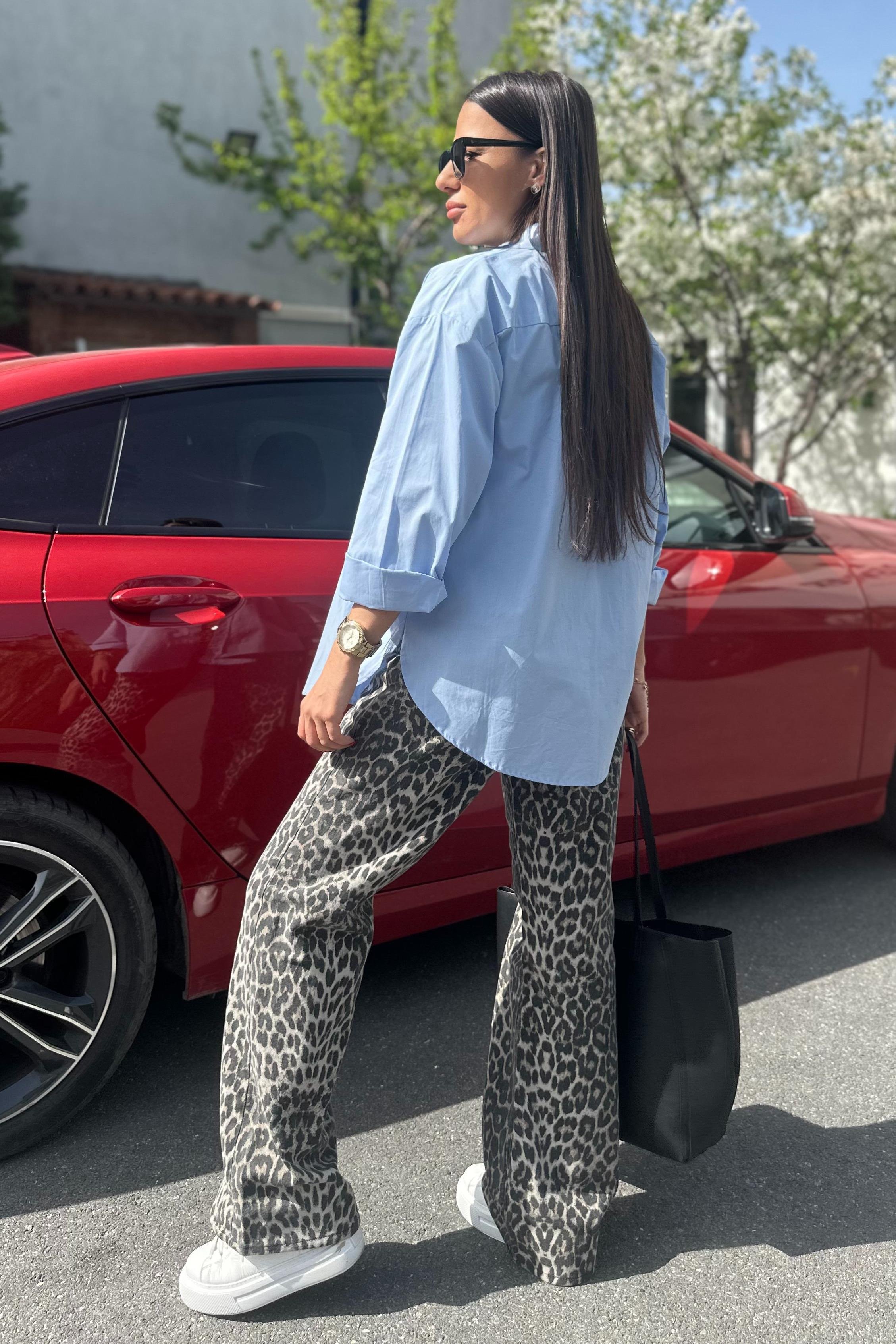 Poplin Kumaş Mavi Oversize GömlekGÖMLEK