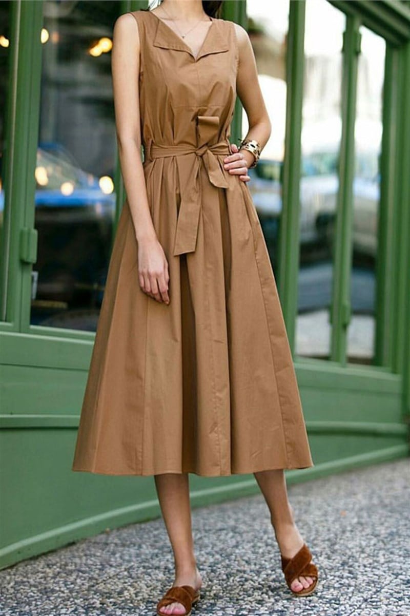Poplin Midi Elbise