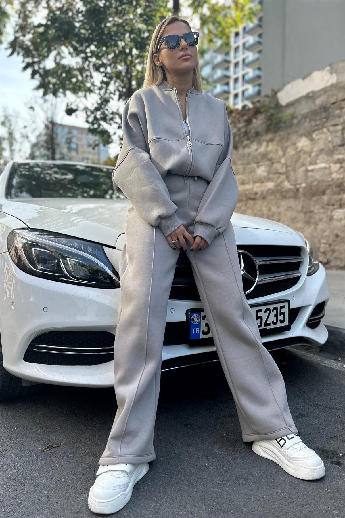 Premium Fermuarlı Uzay Grisi Eşofman TakımTAKIMLAR