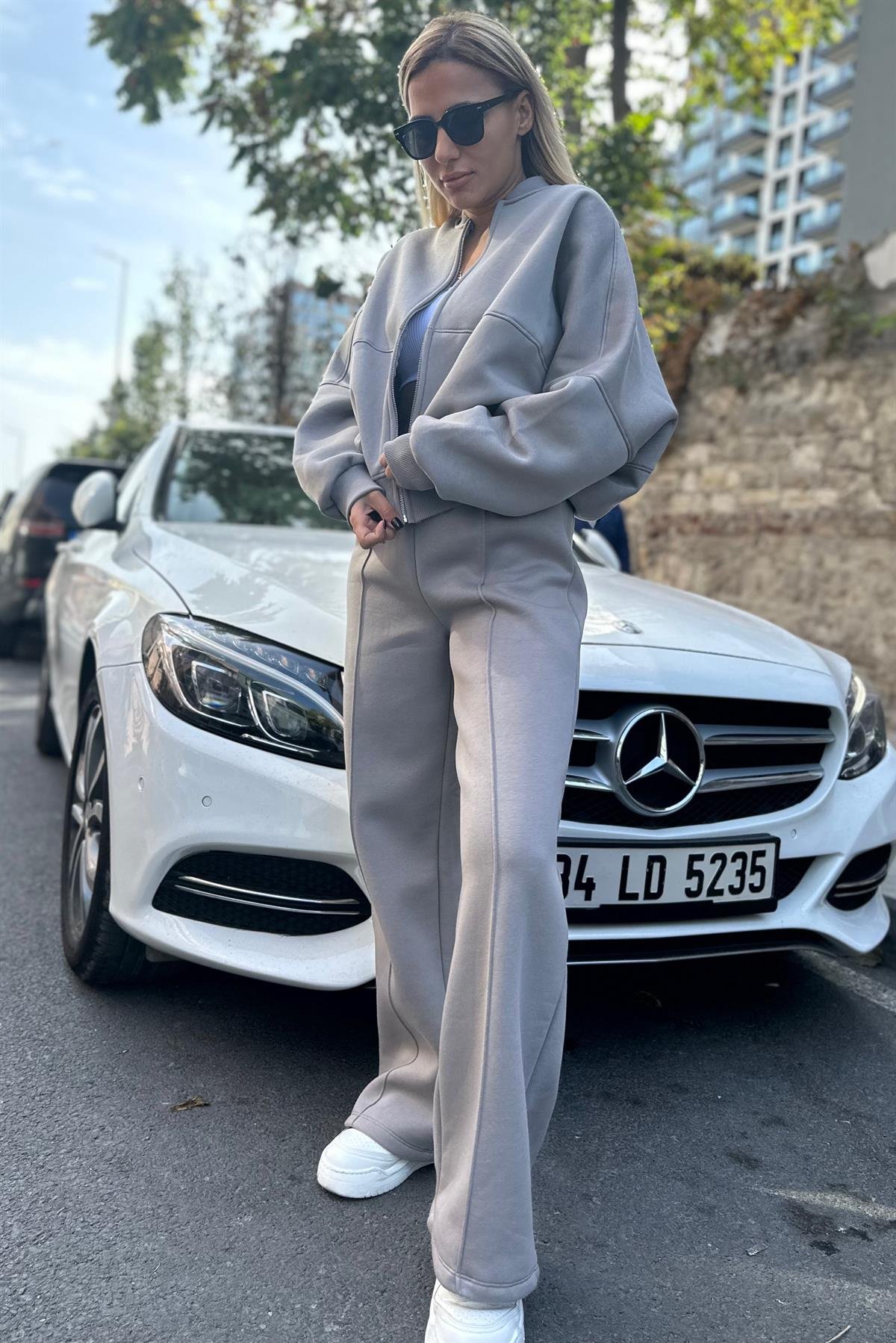 Premium Fermuarlı Uzay Grisi Eşofman TakımTAKIMLAR