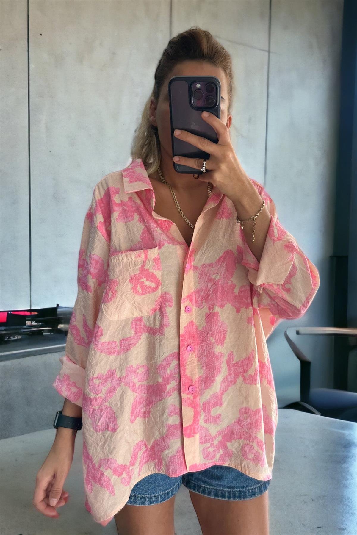 Pudra Pembe Oversize GömlekGÖMLEK