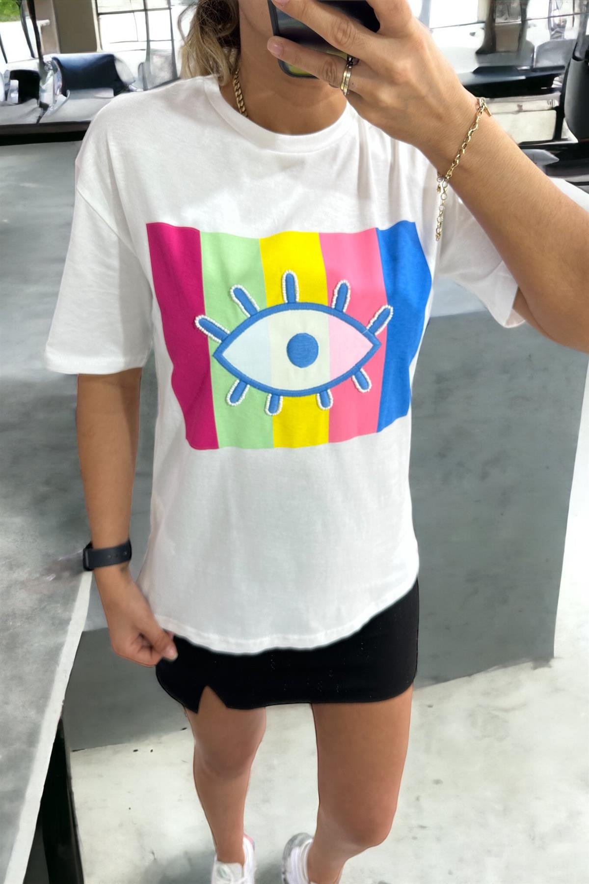 Renkli Göz Nakışlı TshirtTSHİRT