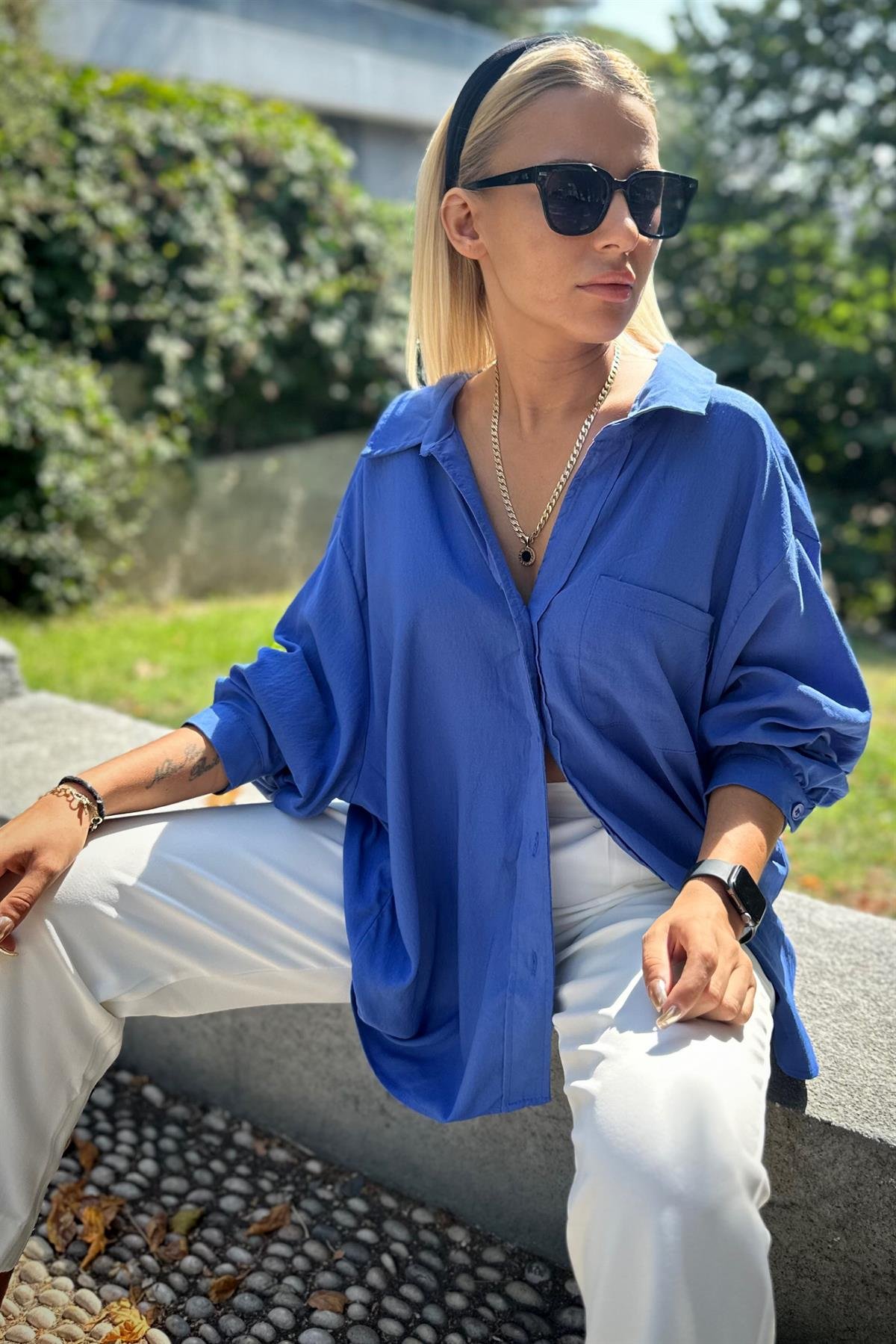Saks Mavisi Oversize GömlekGÖMLEK