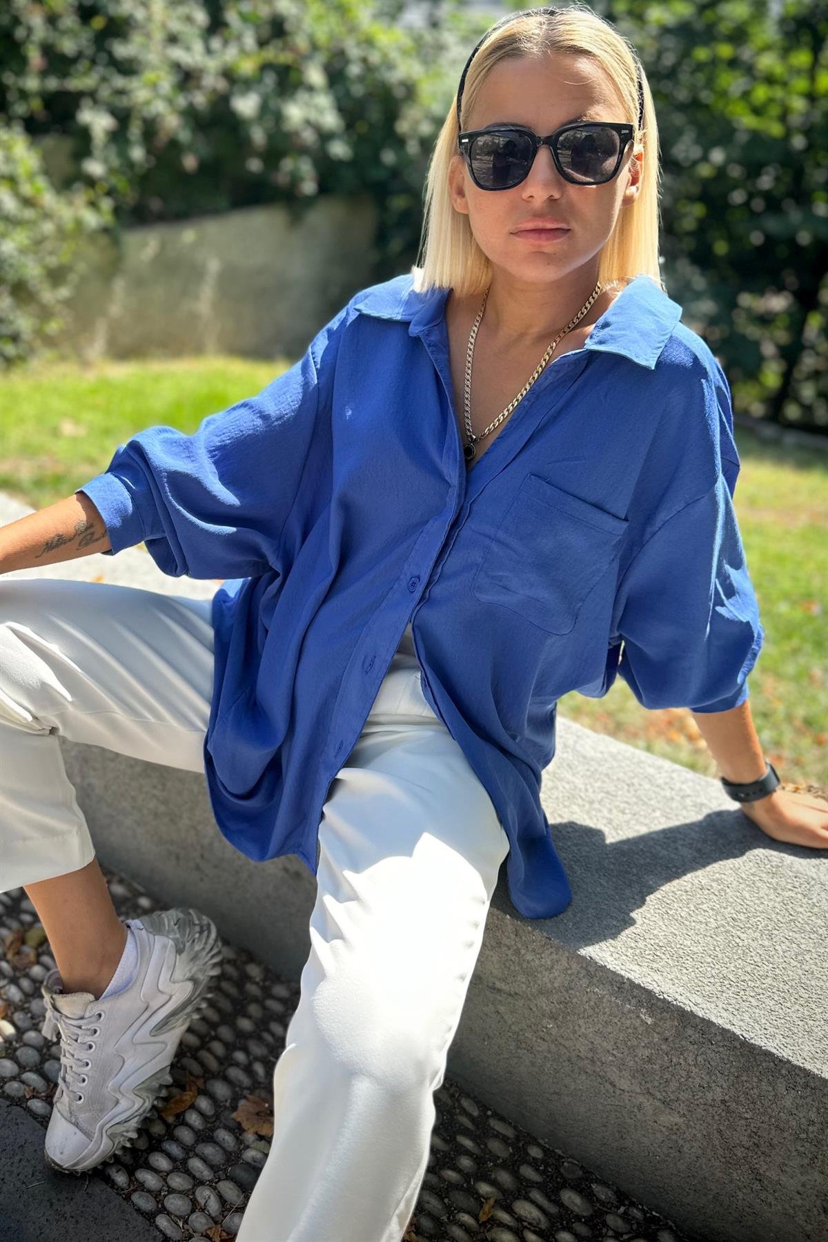 Saks Mavisi Oversize GömlekGÖMLEK
