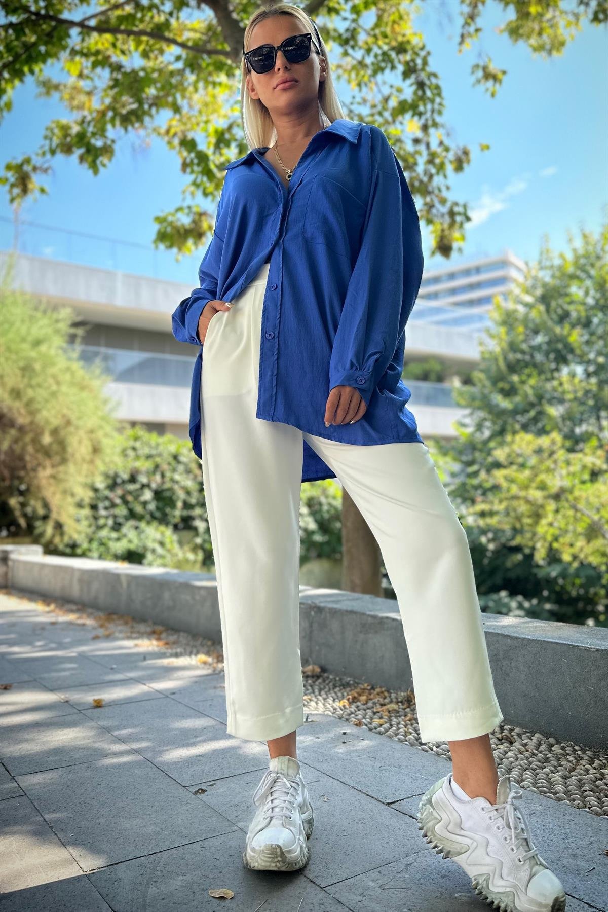 Saks Mavisi Oversize GömlekGÖMLEK