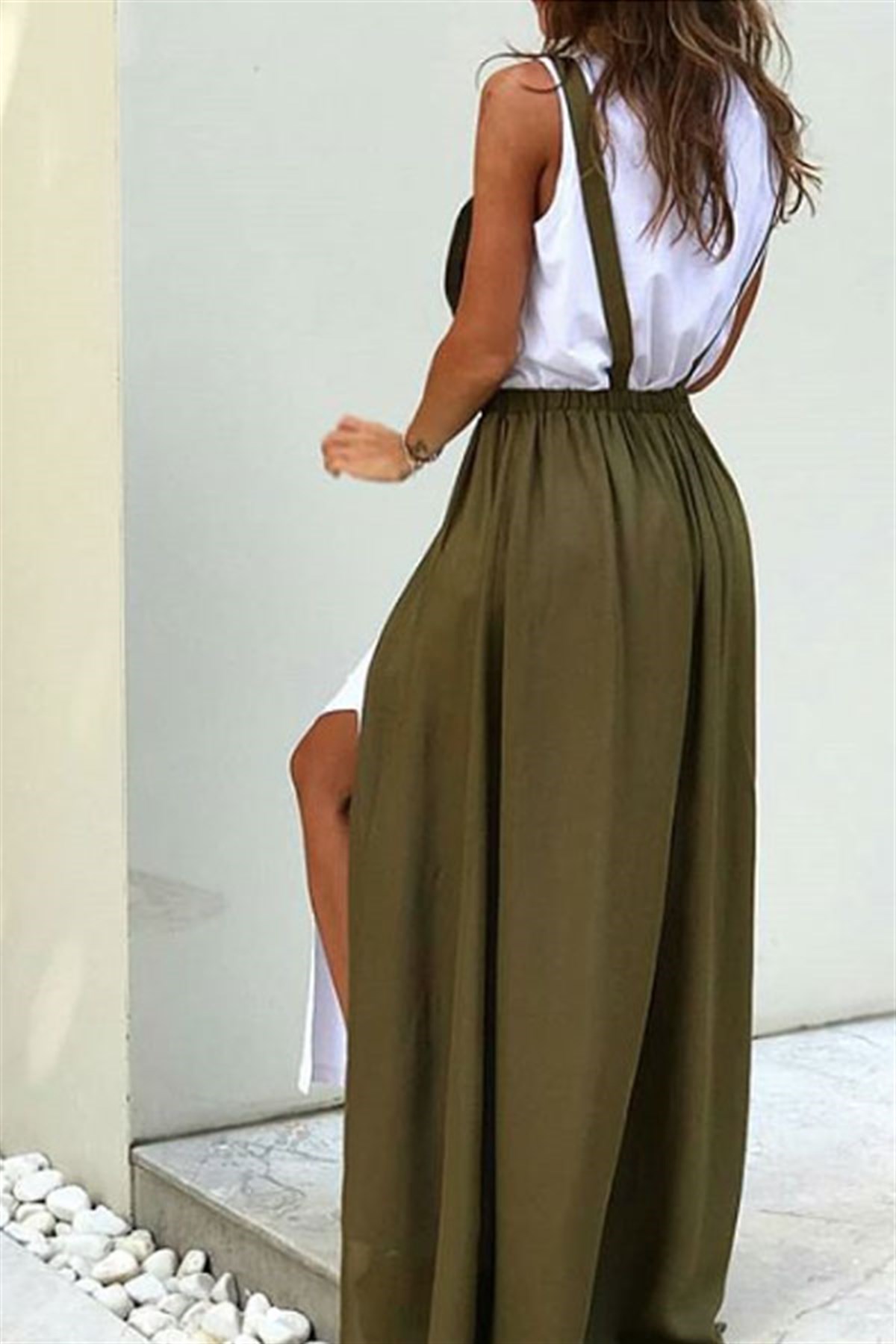 Salopet Model 2'li Haki Elbise