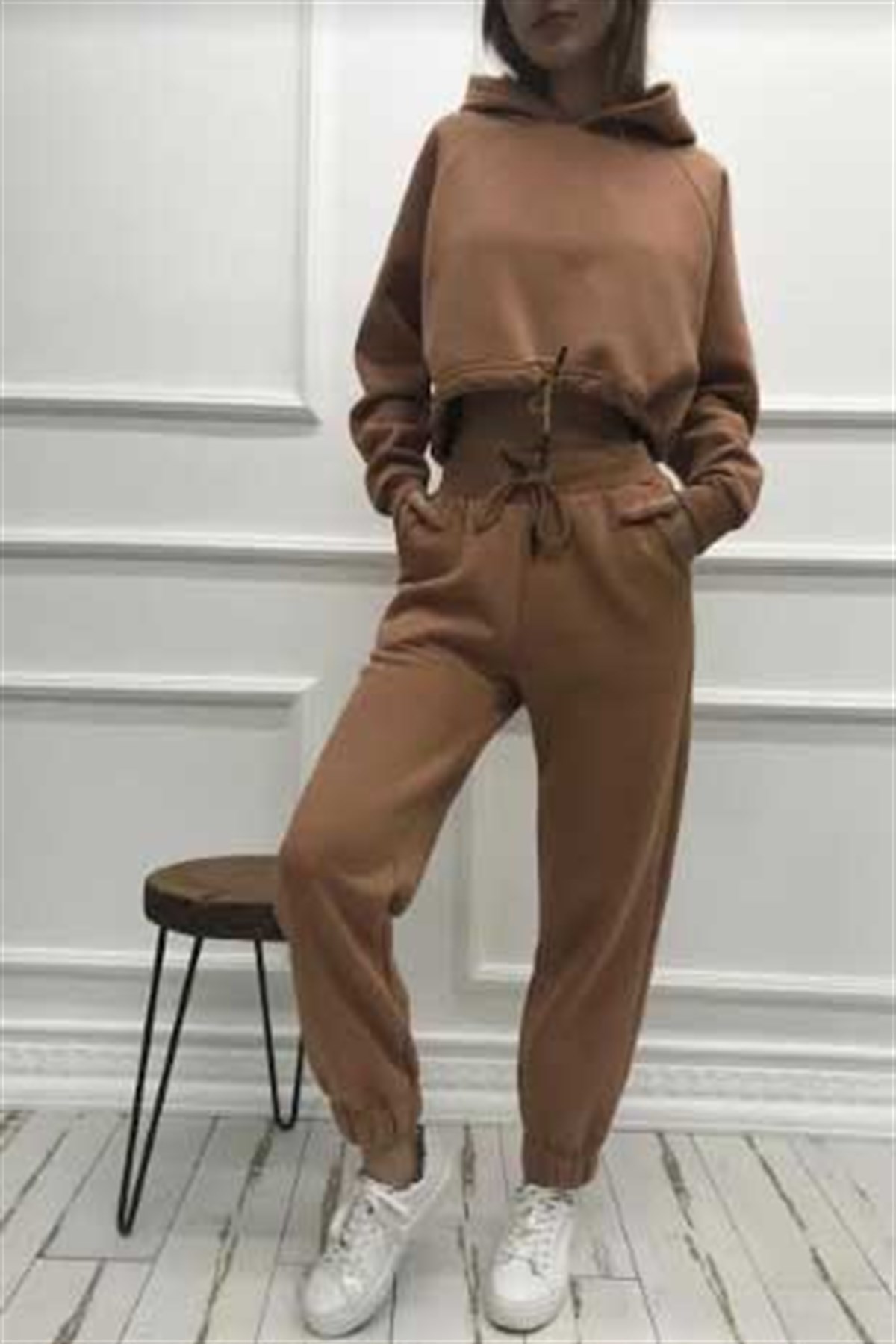 Şardonlu Kapşonlu Sweat Eşofman Takım