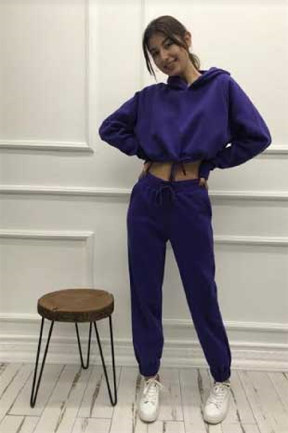 Şardonlu Kapşonlu Sweat Eşofman Takım