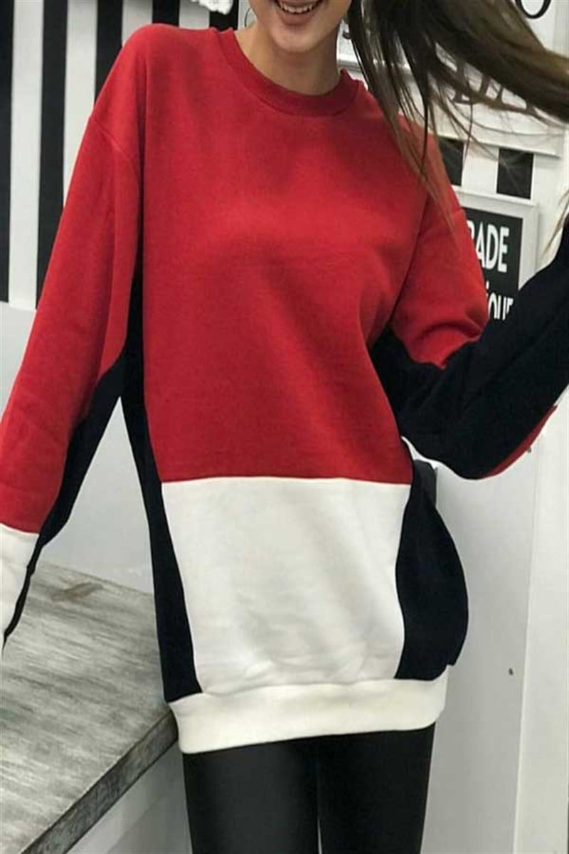 Şardonlu Üç Renk Sweat