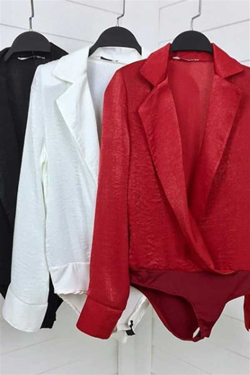 Saten Ceket Yaka Bodysuit