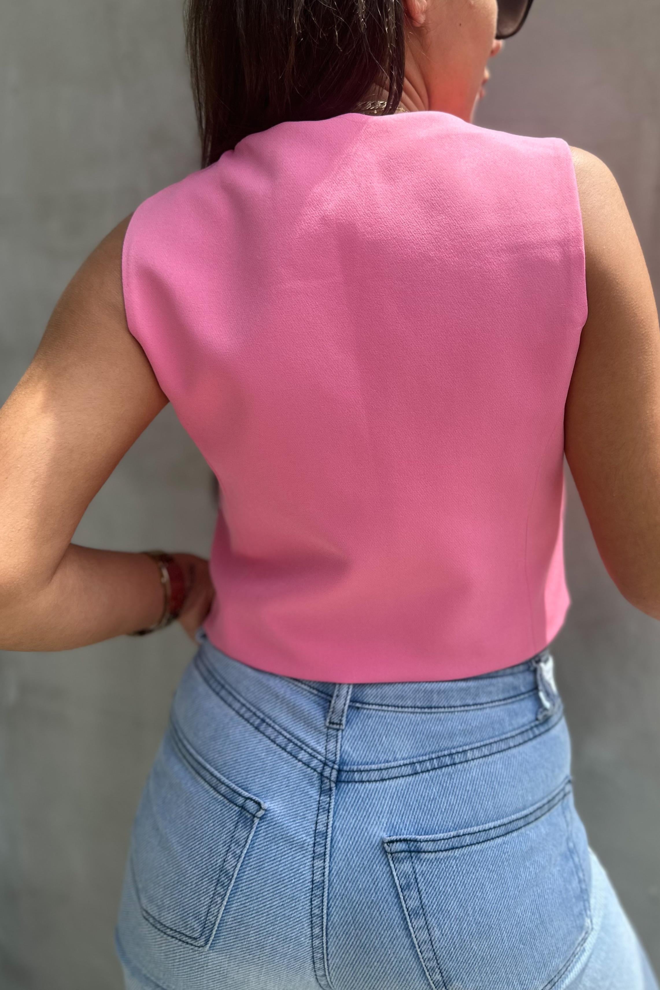 Şeker Pembe Blazer YelekMONT/CEKET