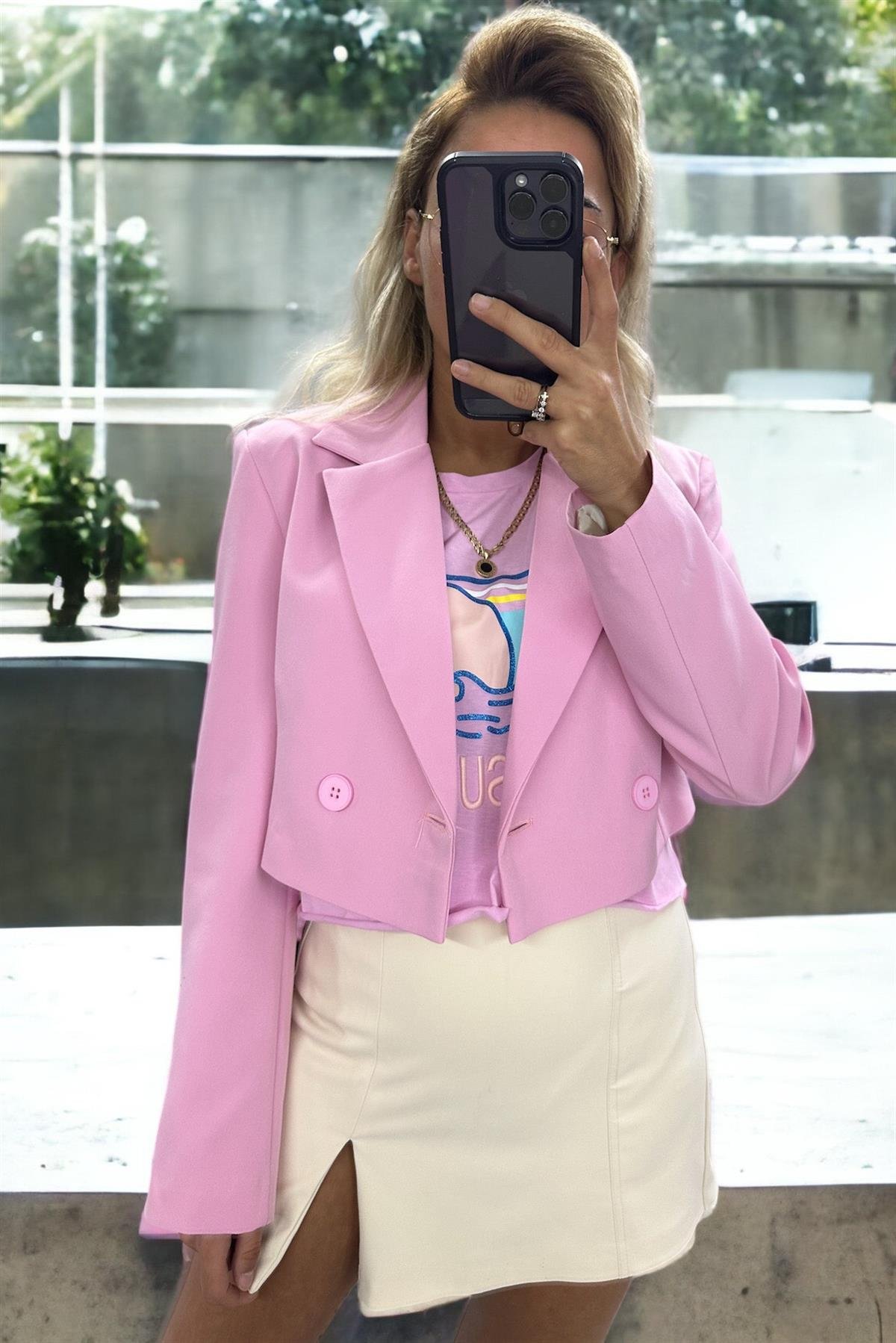 Şeker Pembe Mini Blazer CeketMONT/CEKET