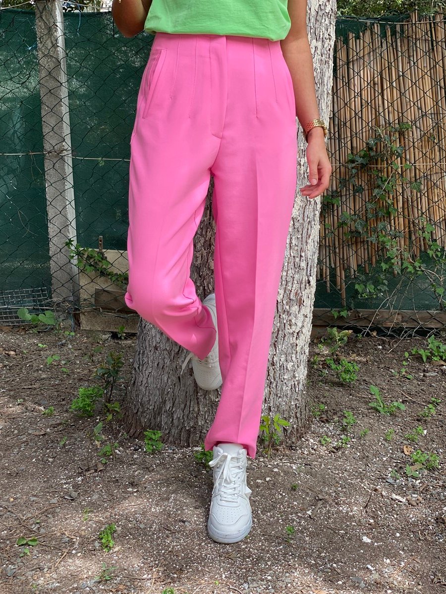 Şeker Pembe Pens Detaylı Havuç PantolonPANTOLON
