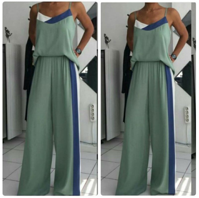 Şerit Renk Detaylı Askılı Bluz Pantalon Takım