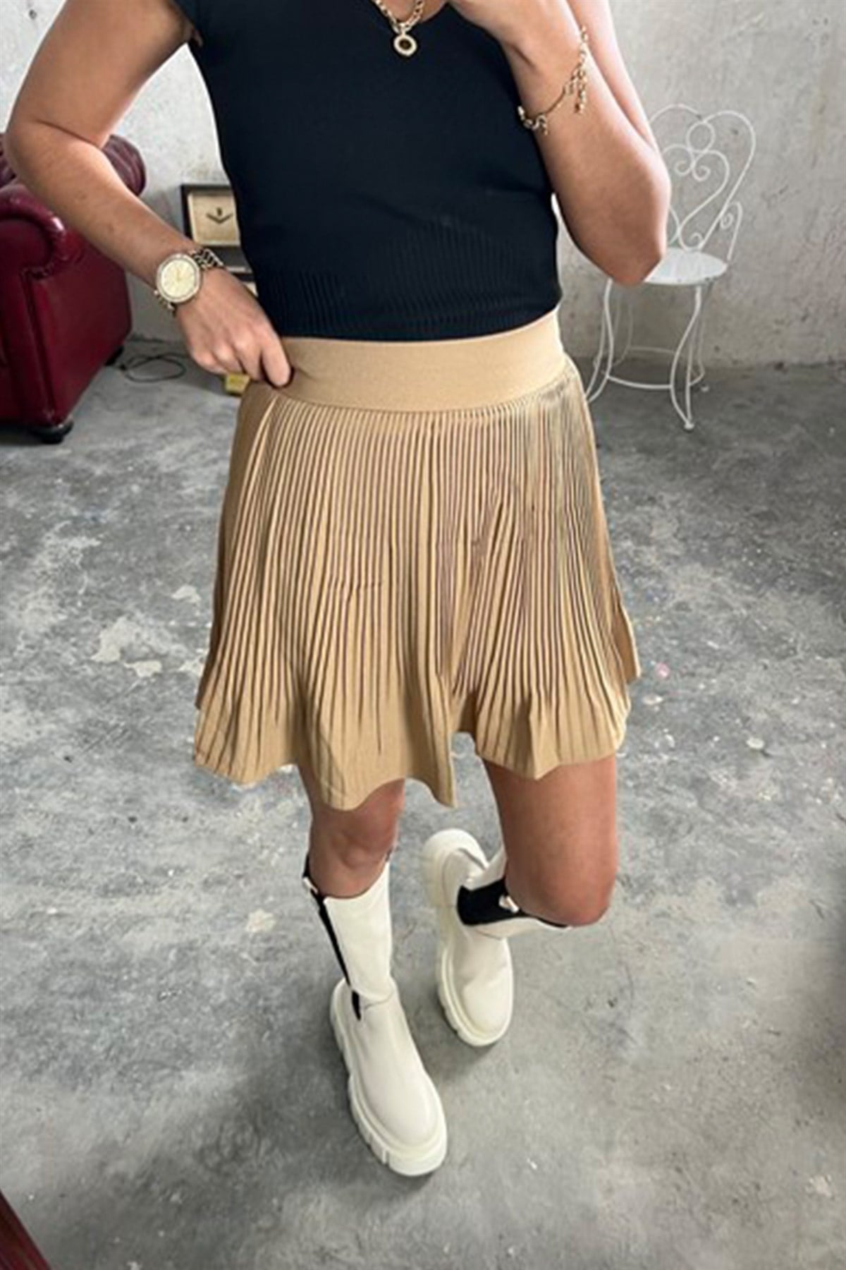 Sık Pileli Camel EtekETEK