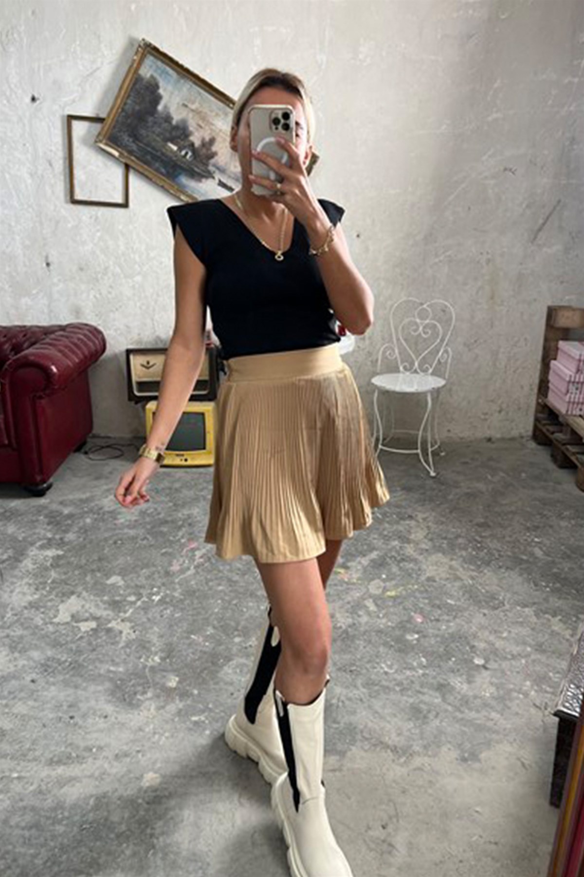 Sık Pileli Camel EtekETEK