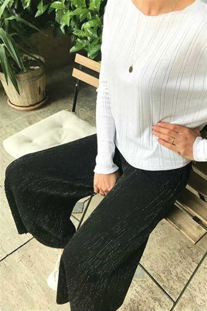 Simli Fitilli Midi Pantalon