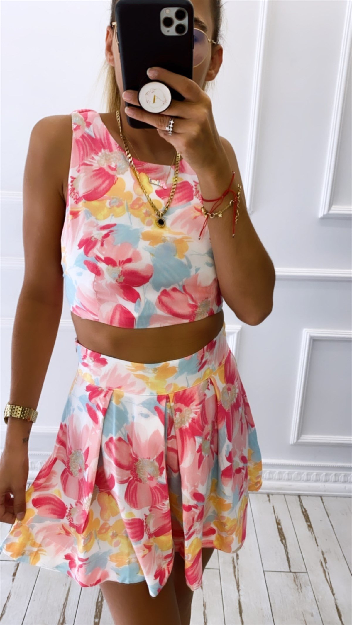 Sırt Dekolteli Crop Bluz Şort Takım