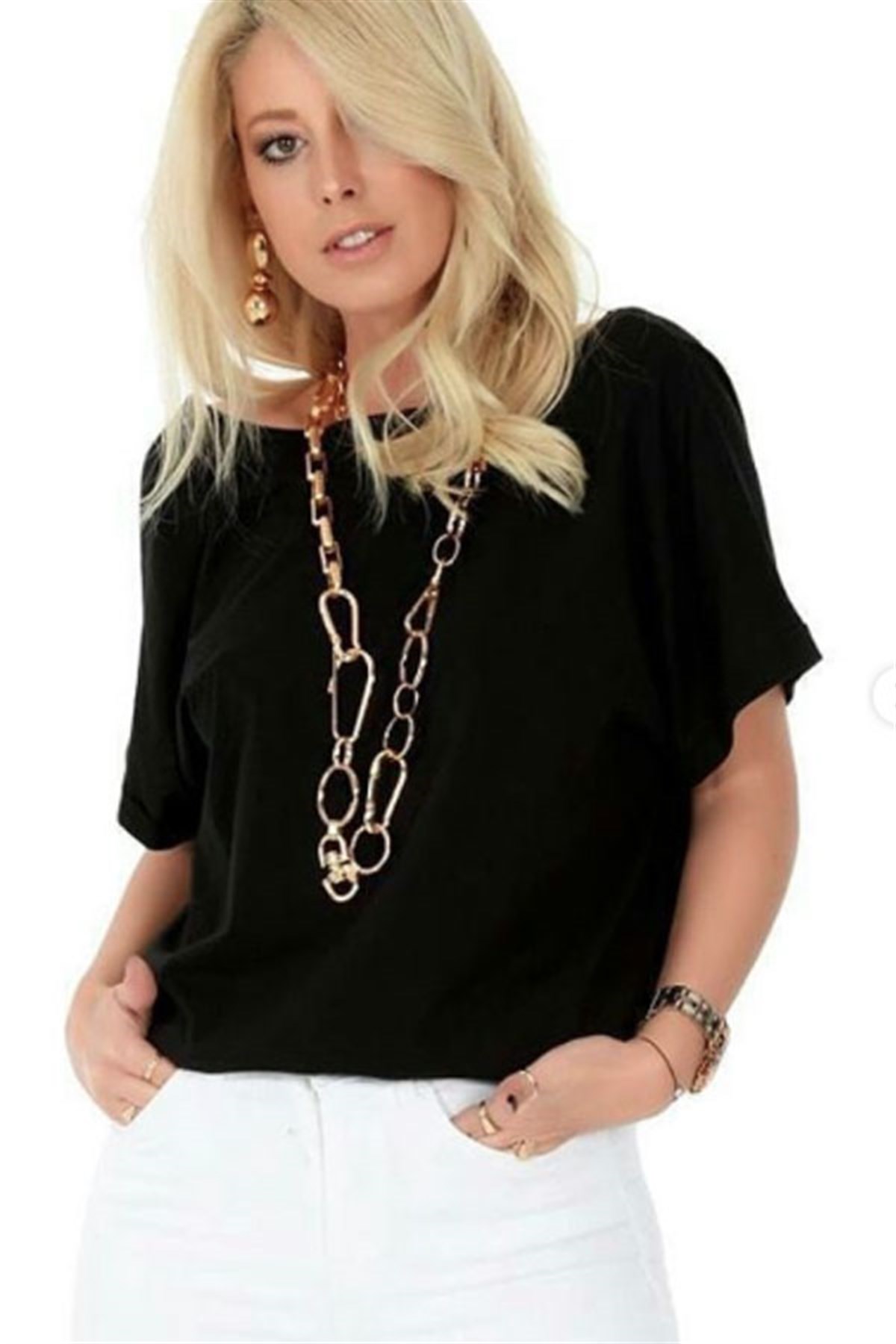 Sırtı Derin V Basic Tshirt