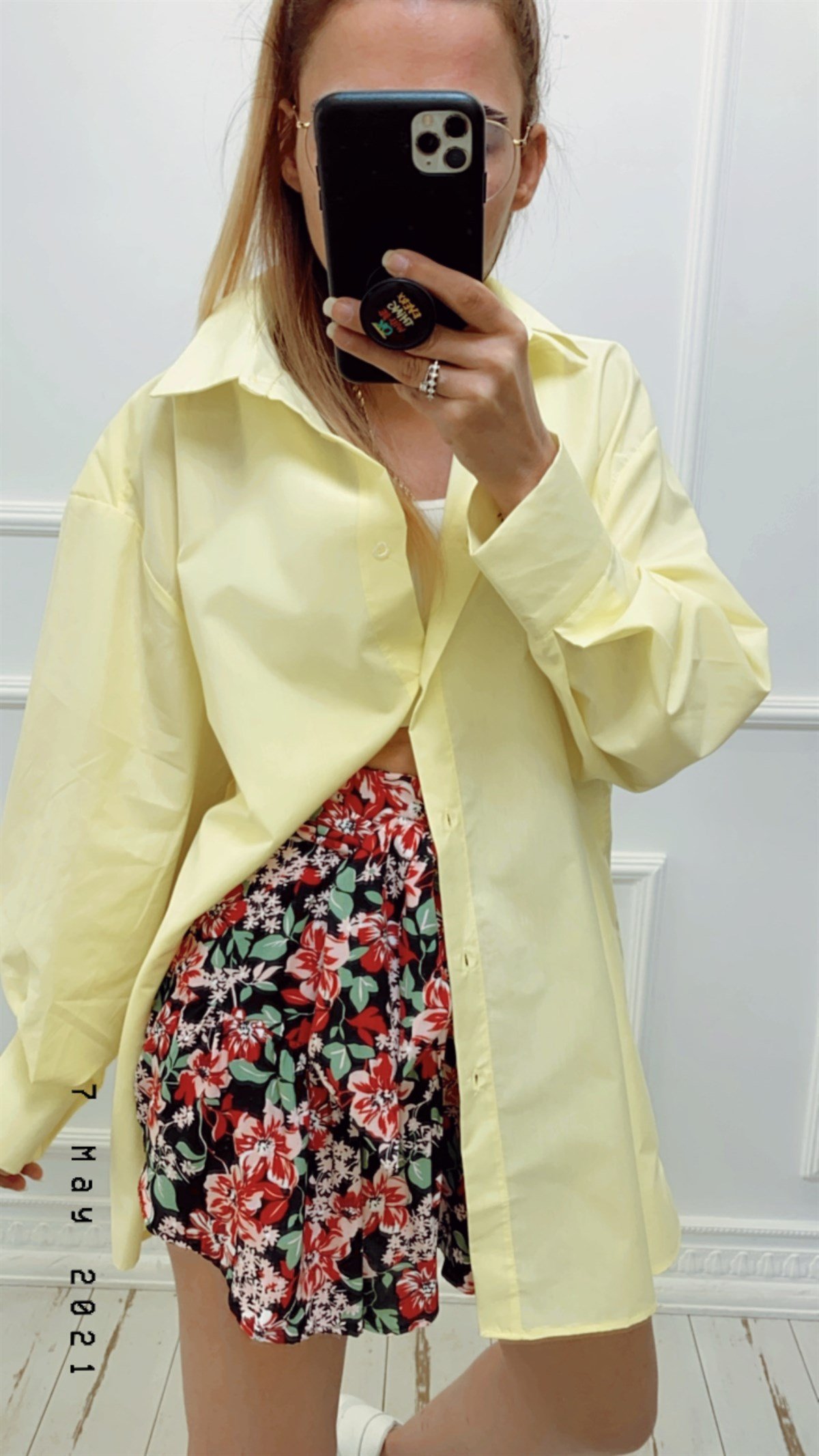 Sırtı Düğme Detaylı Oversize Poplin Gömlek