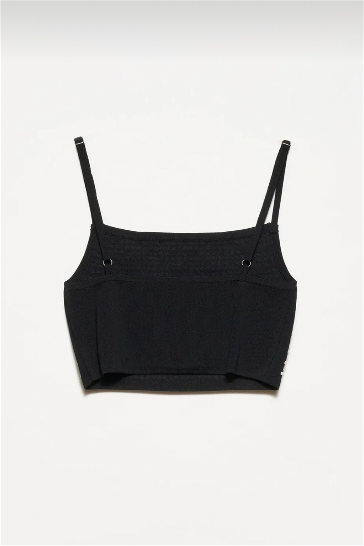 Siyah Askılı Taşlı Triko CropCROP