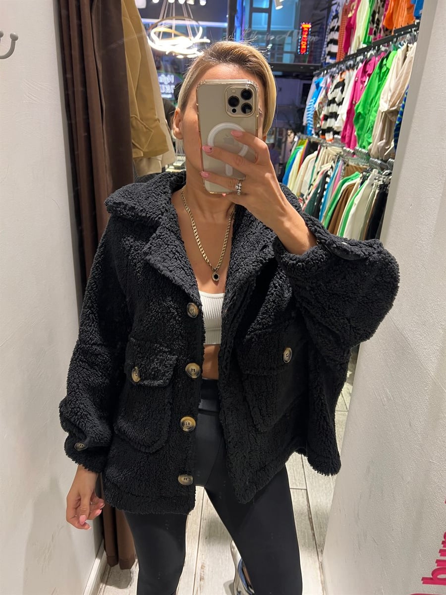 Siyah Cepli Peluş MontMONT/CEKET