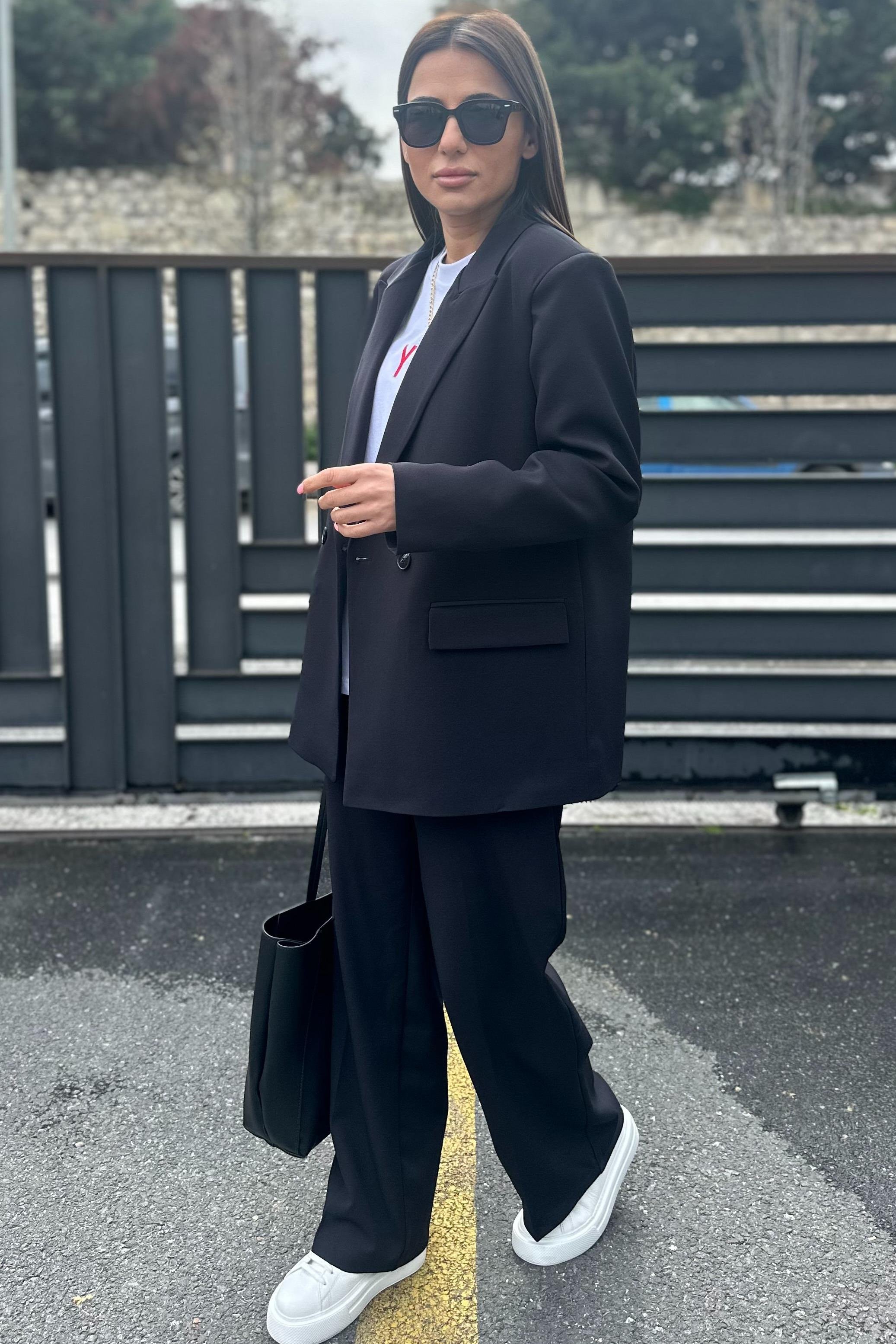 Siyah Çift Düğme Blazer CeketMONT/CEKET