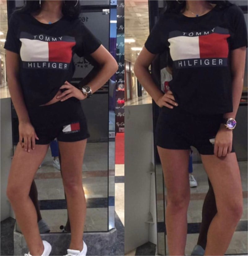 Siyah Tomy Tshirt Şort Takım
