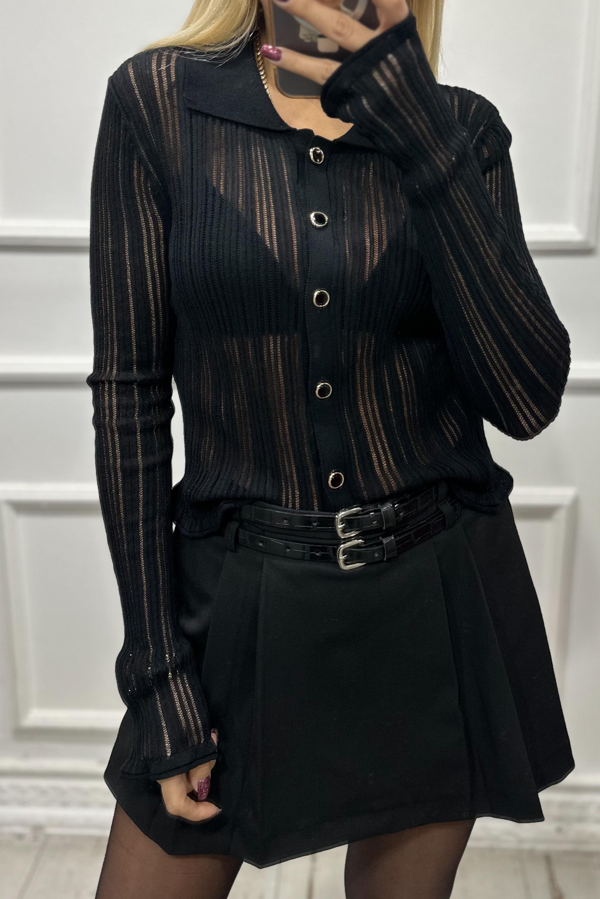 Siyah Transparan HırkaBLUZ