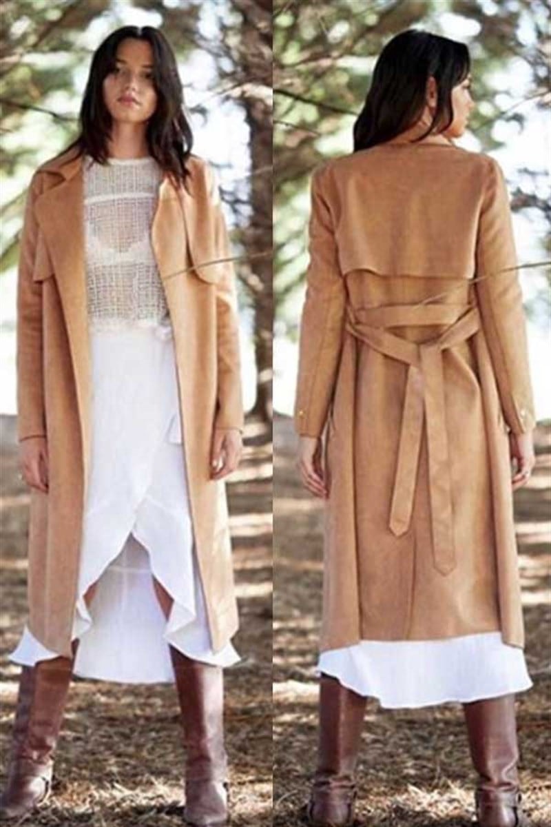 Süet Kumaş Trench Ceket